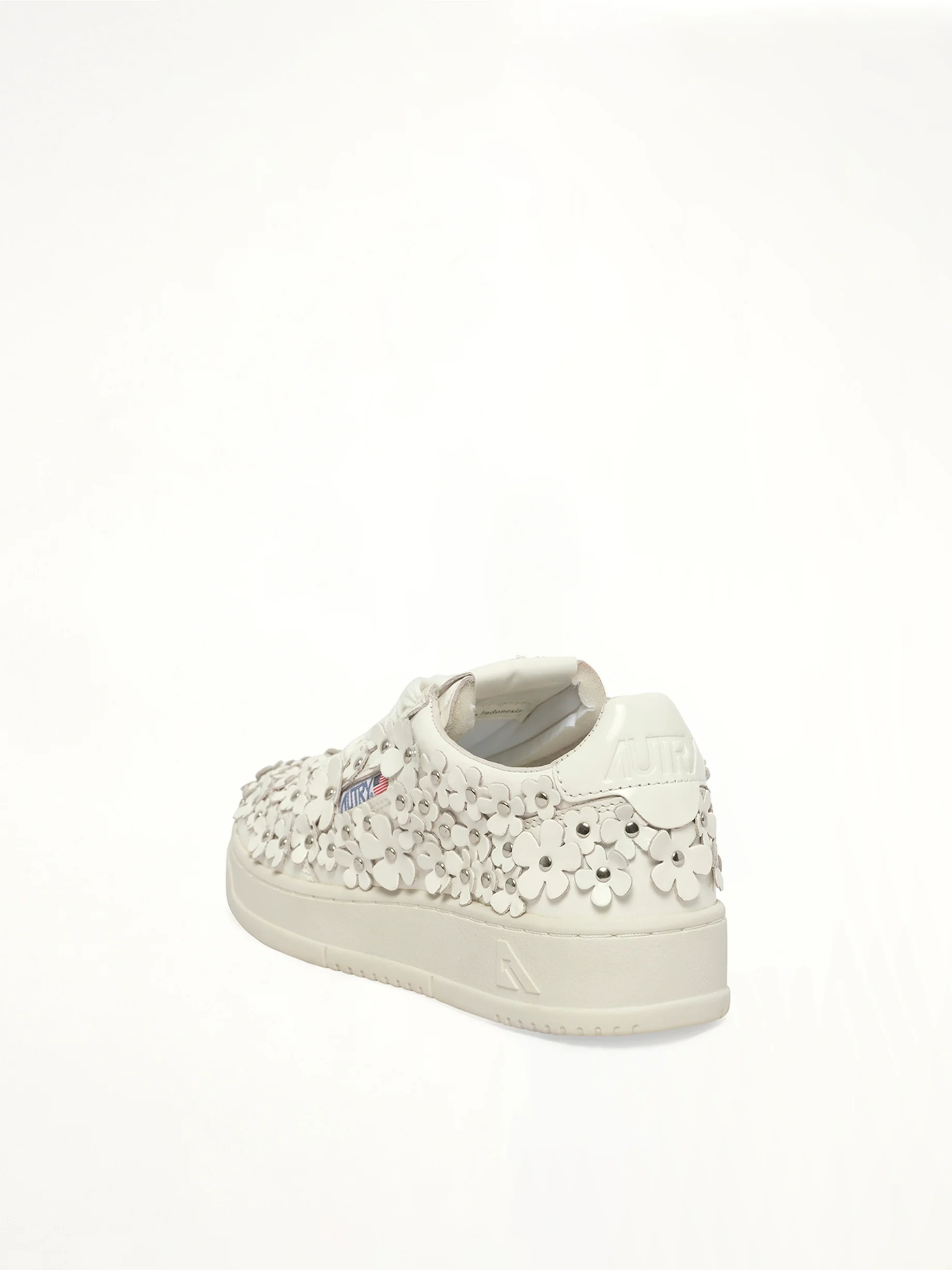 Medalist Low Patent Flower Sneaker in White - Image 3