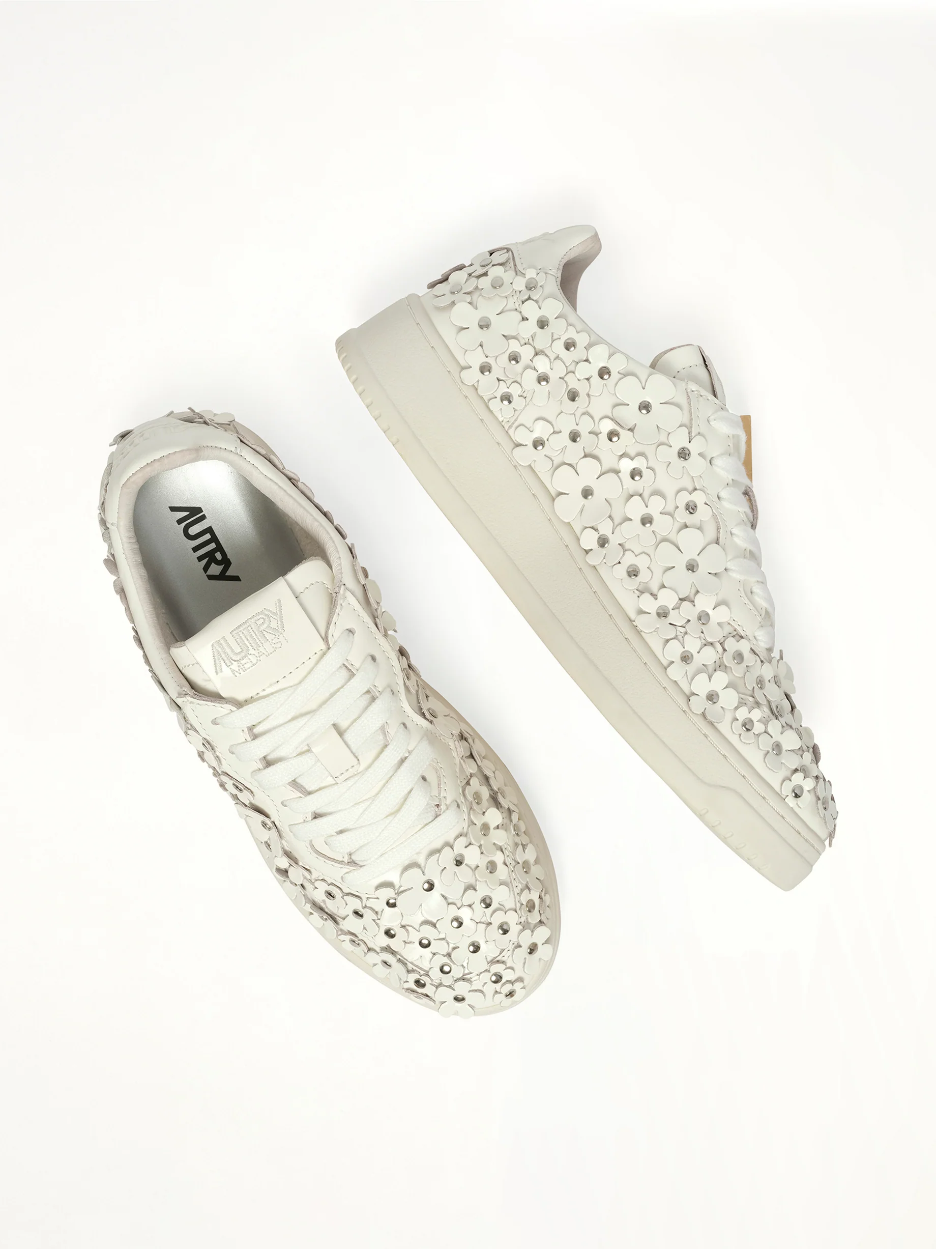Medalist Low Patent Flower Sneaker in White - Image 4