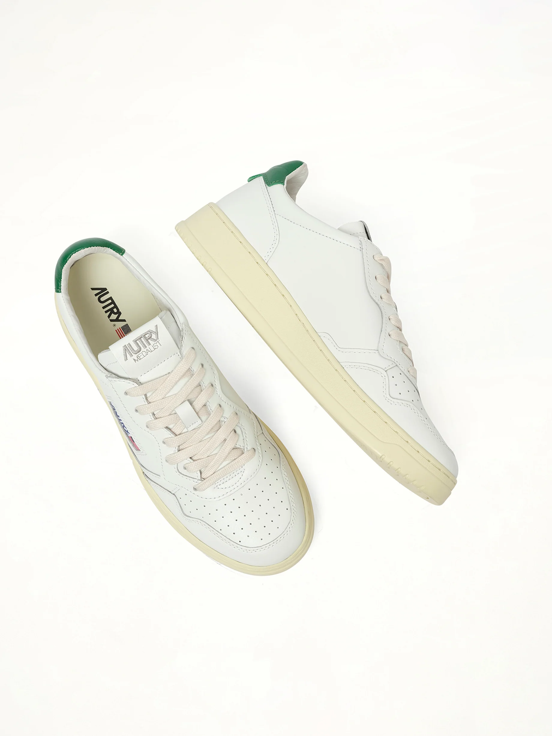 Medalist Low Sneakers in White/Green - Image 3
