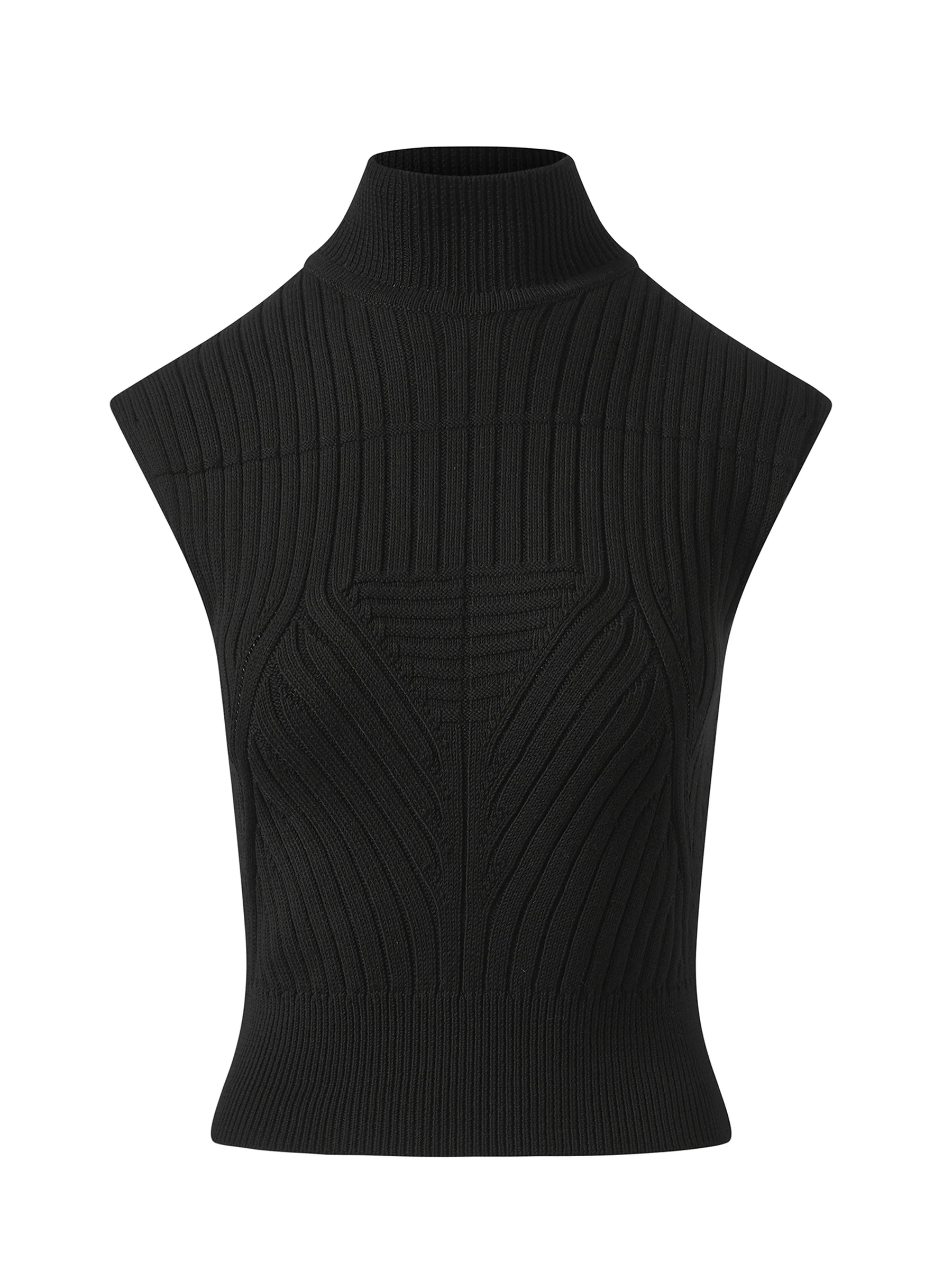 Megarib Sleeveless Turtle in Black - Image 2