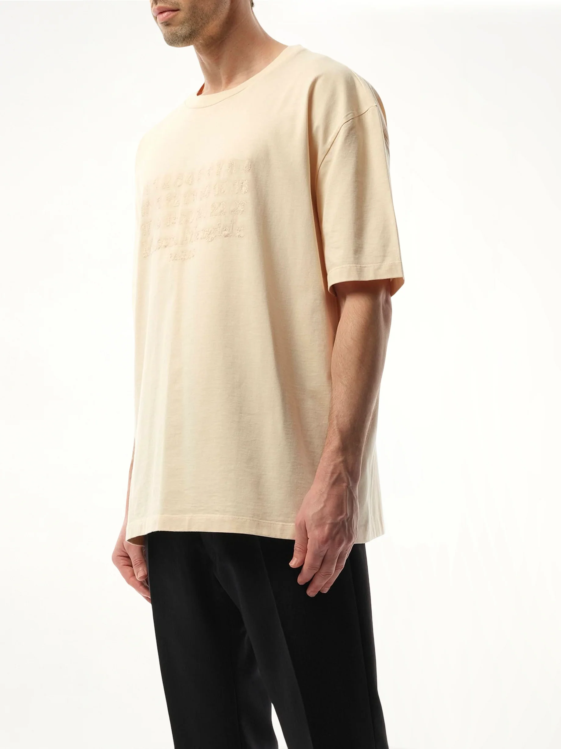 Memory of Logo Heavy T-Shirt in Beige - Image 5