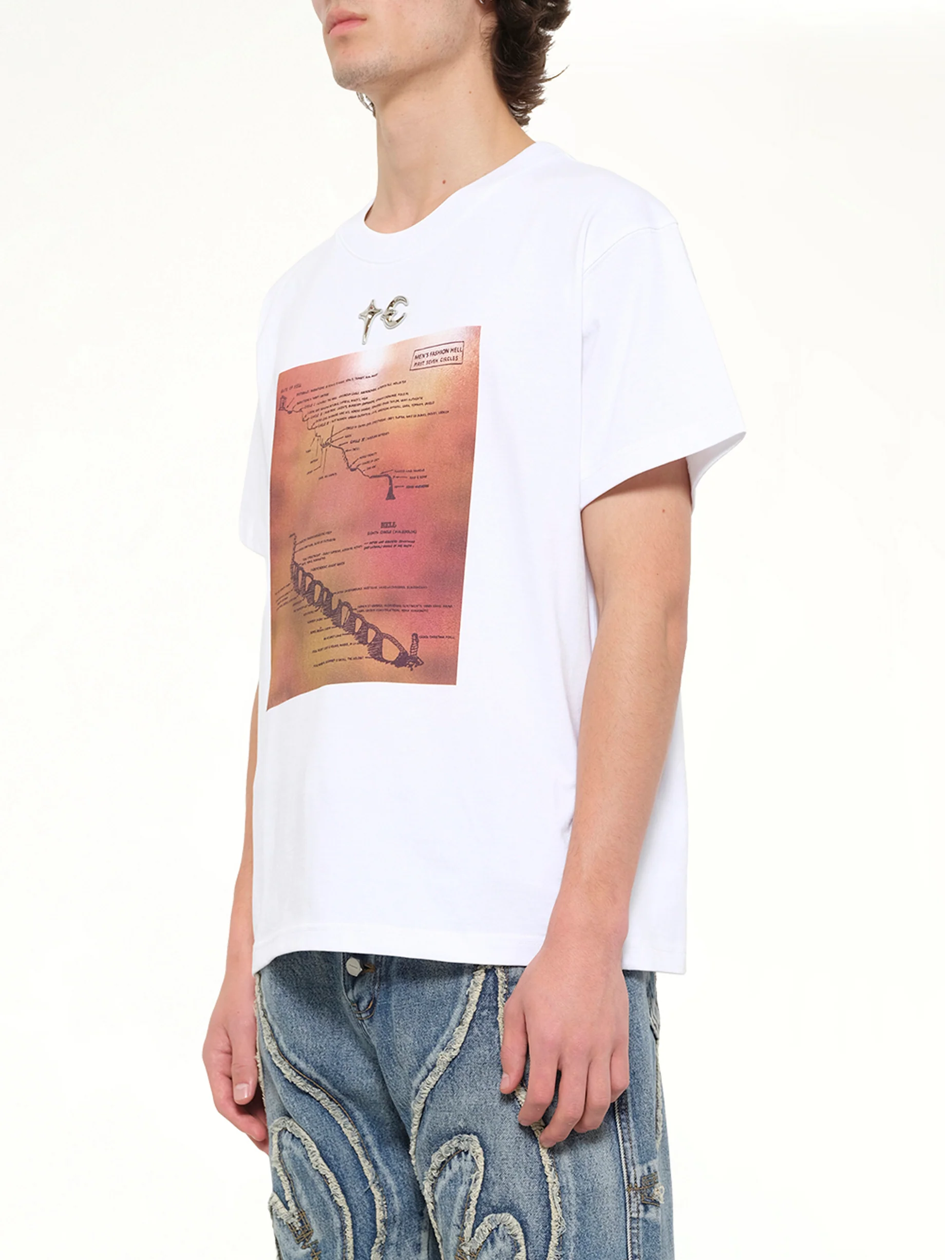 Men's Fashion Hell T-Shirt in White - Image 3
