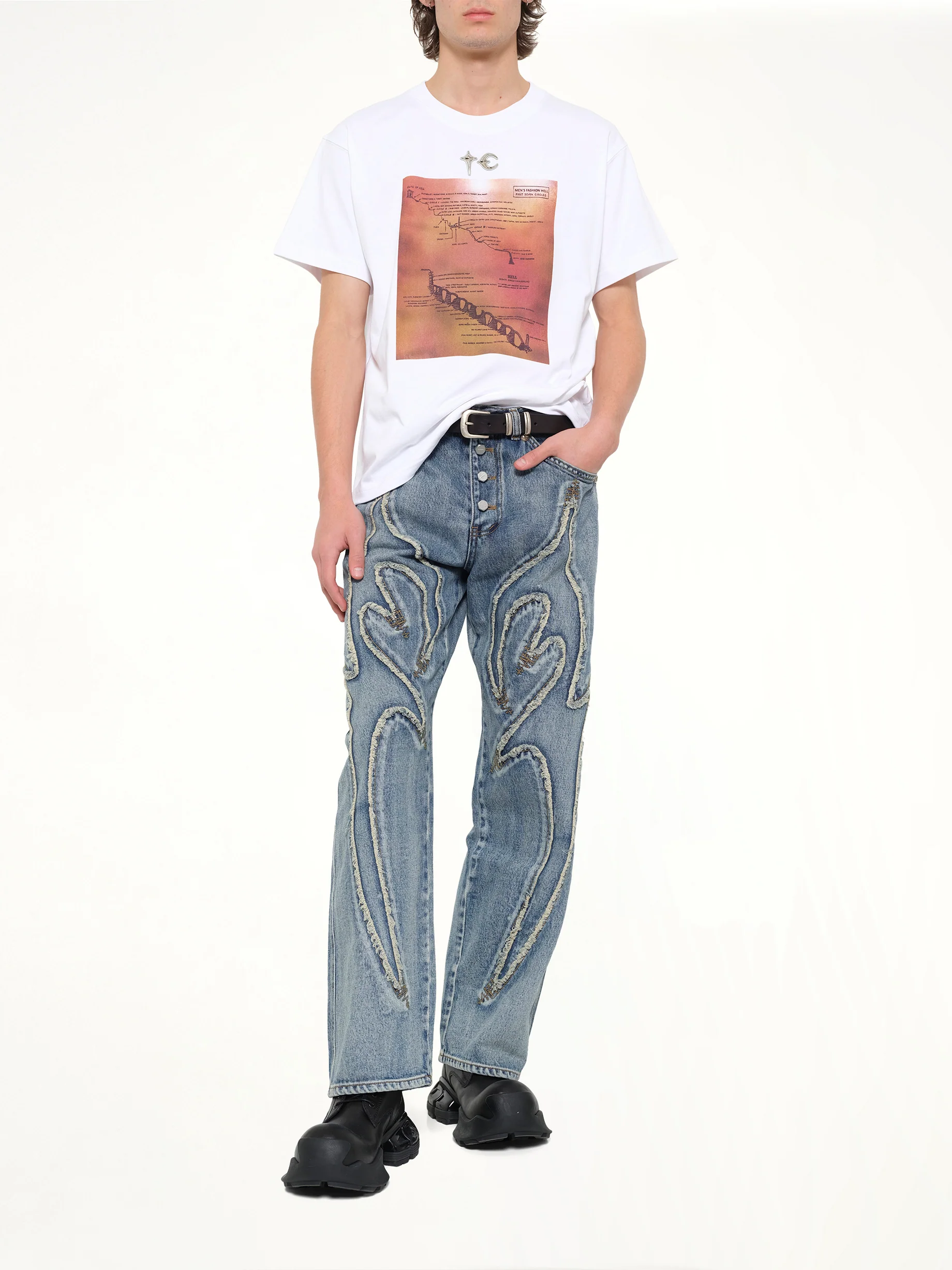 Men's Fashion Hell T-Shirt in White - Image 4