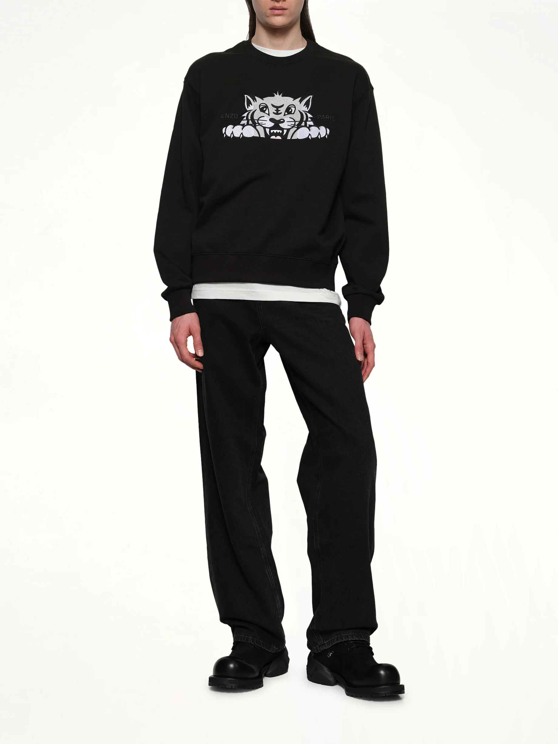 Kenzo Happy Tiger Embroidered Classic Sweatshirt in Black - Image 4