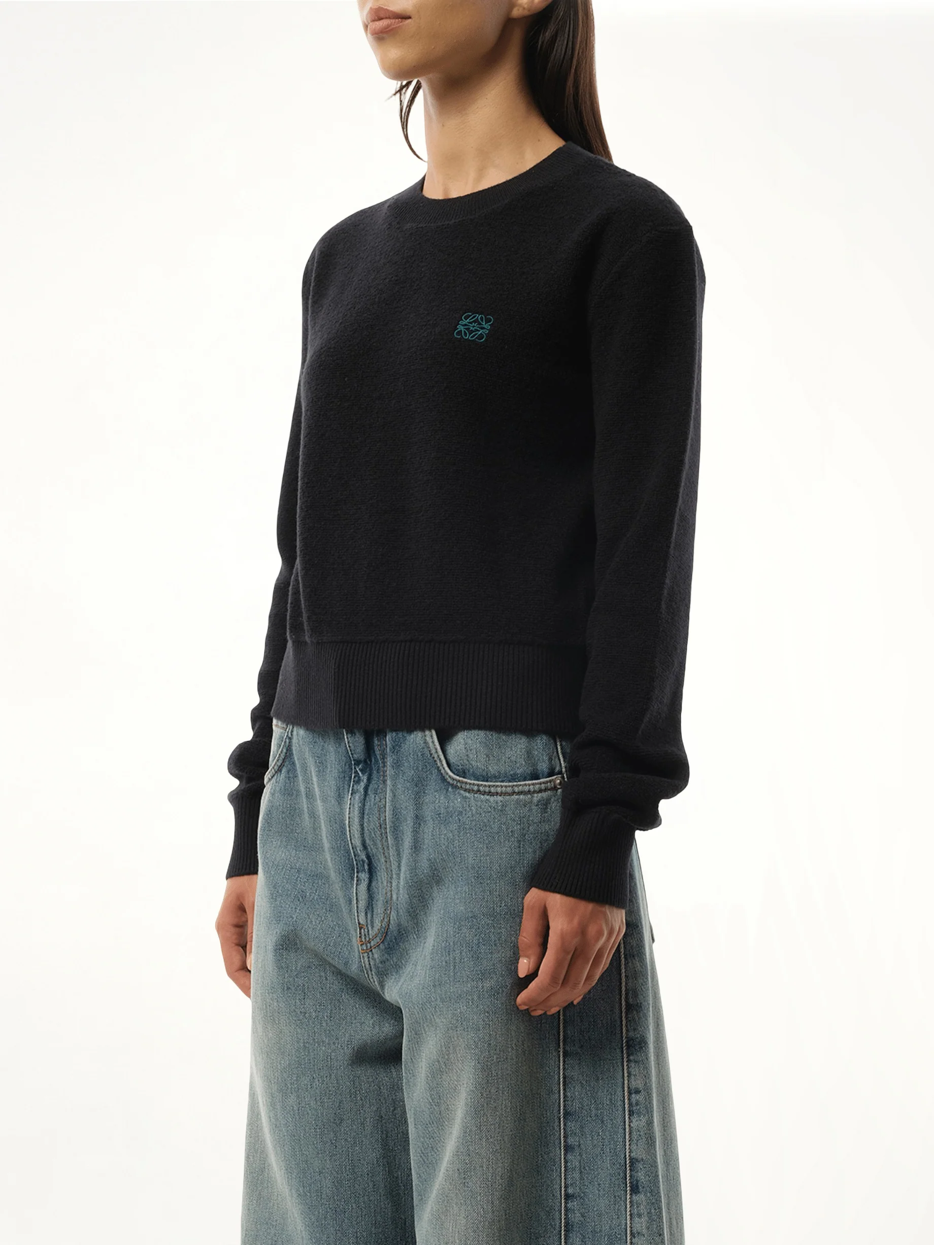 Merino Wool Anagram Sweater in Black - Image 5