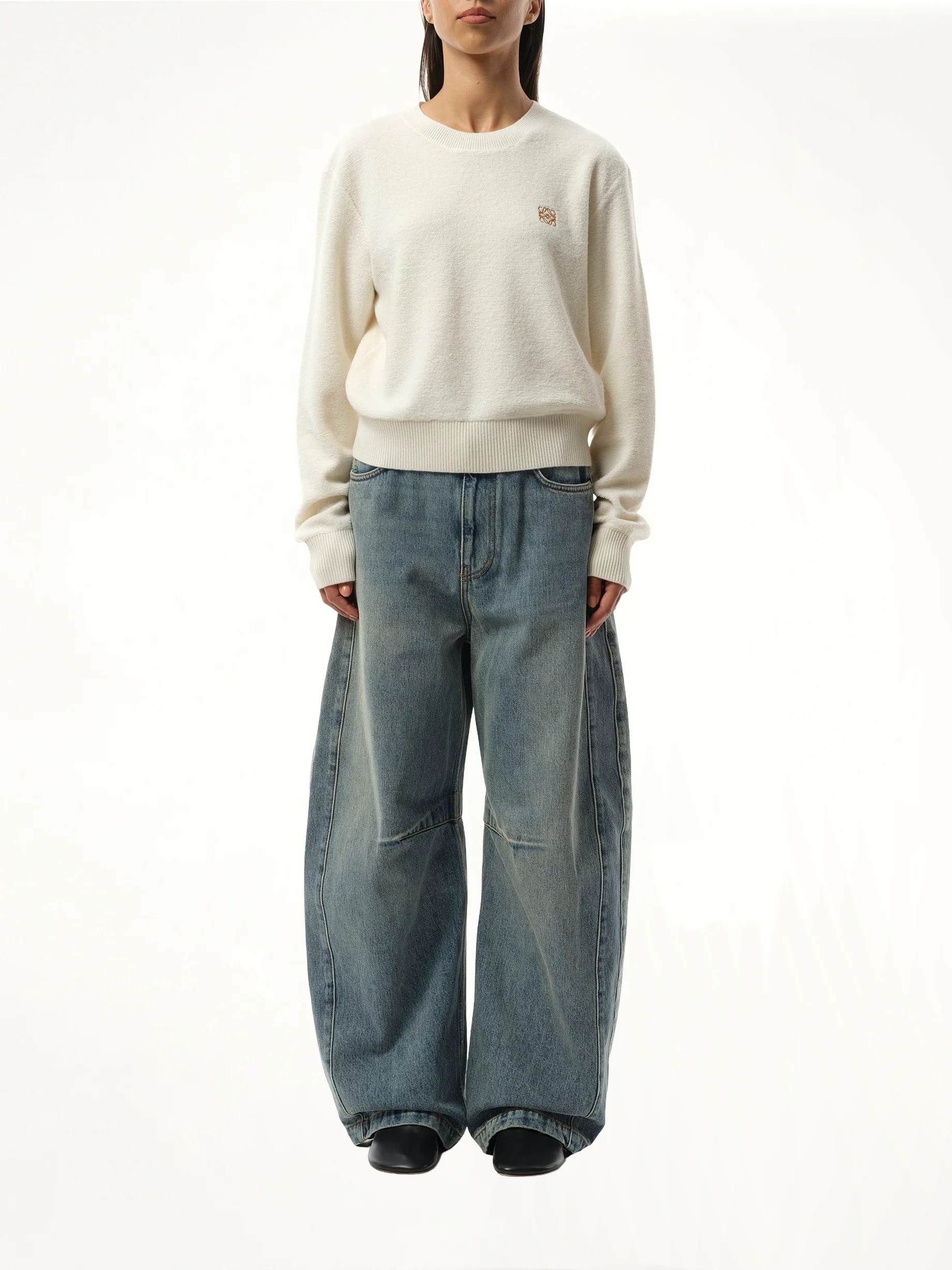 Merino Wool Anagram Sweater in Ecru - Image 4