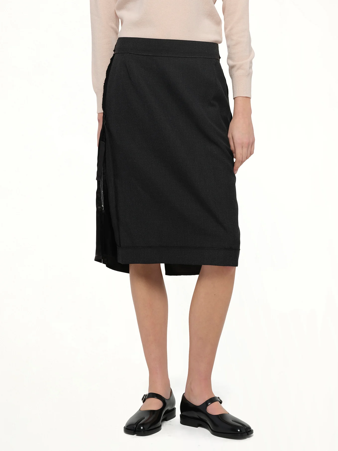 Midi Skirt in Carbon Melange/Black - Image 6