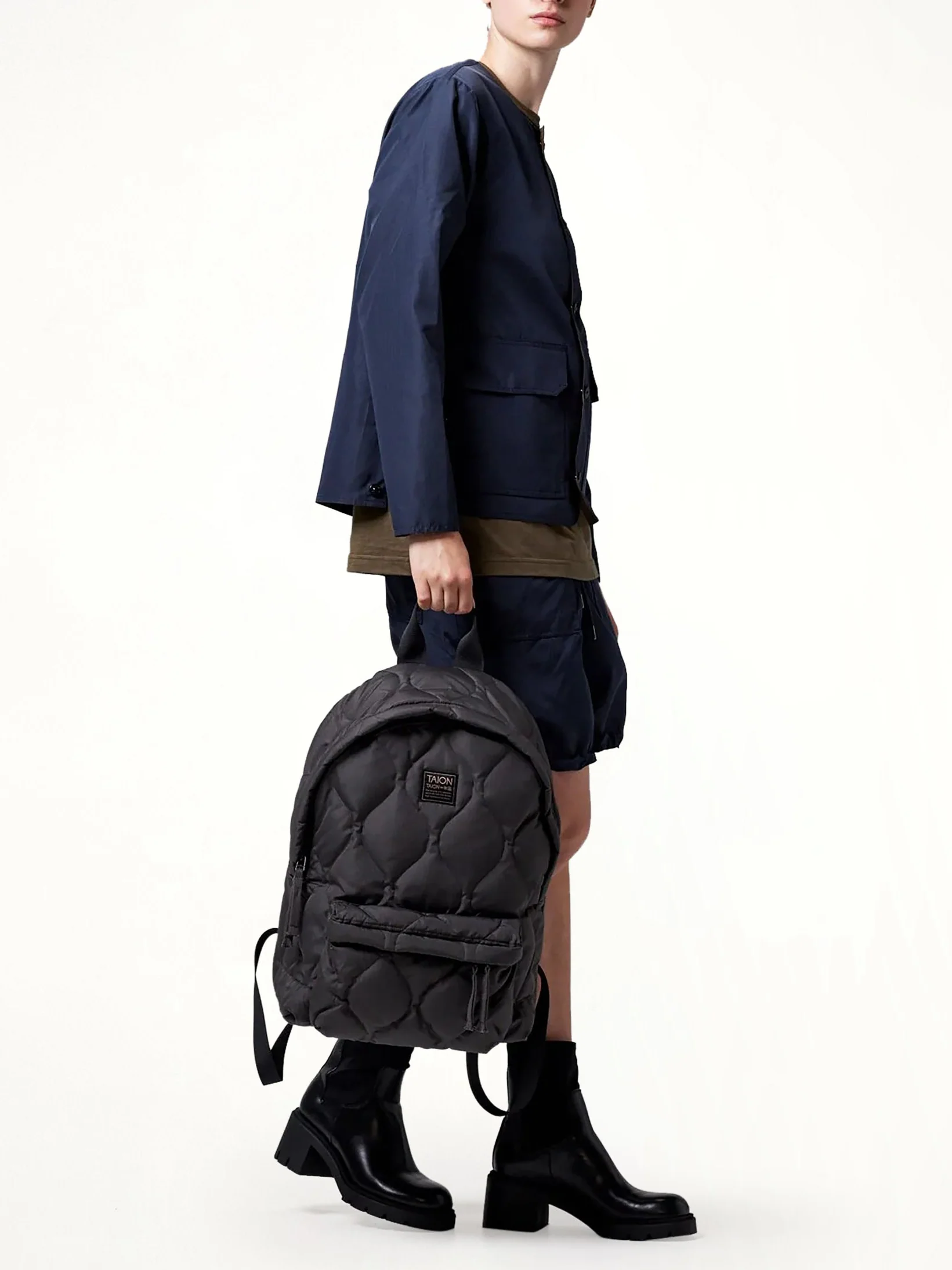 Military Down Backpack in Black - Image 4