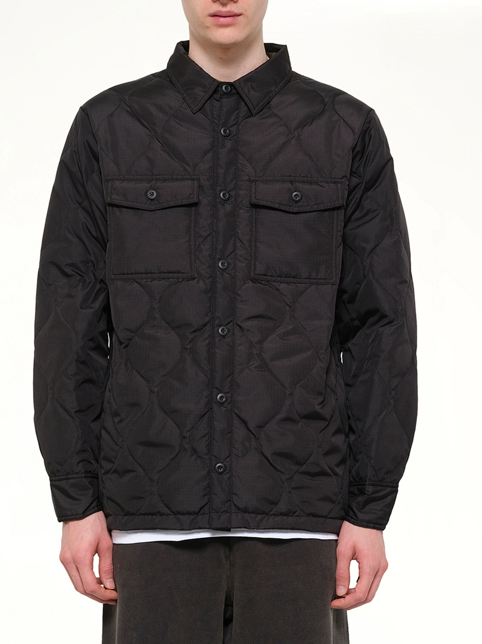 Military Down Shirt in Black