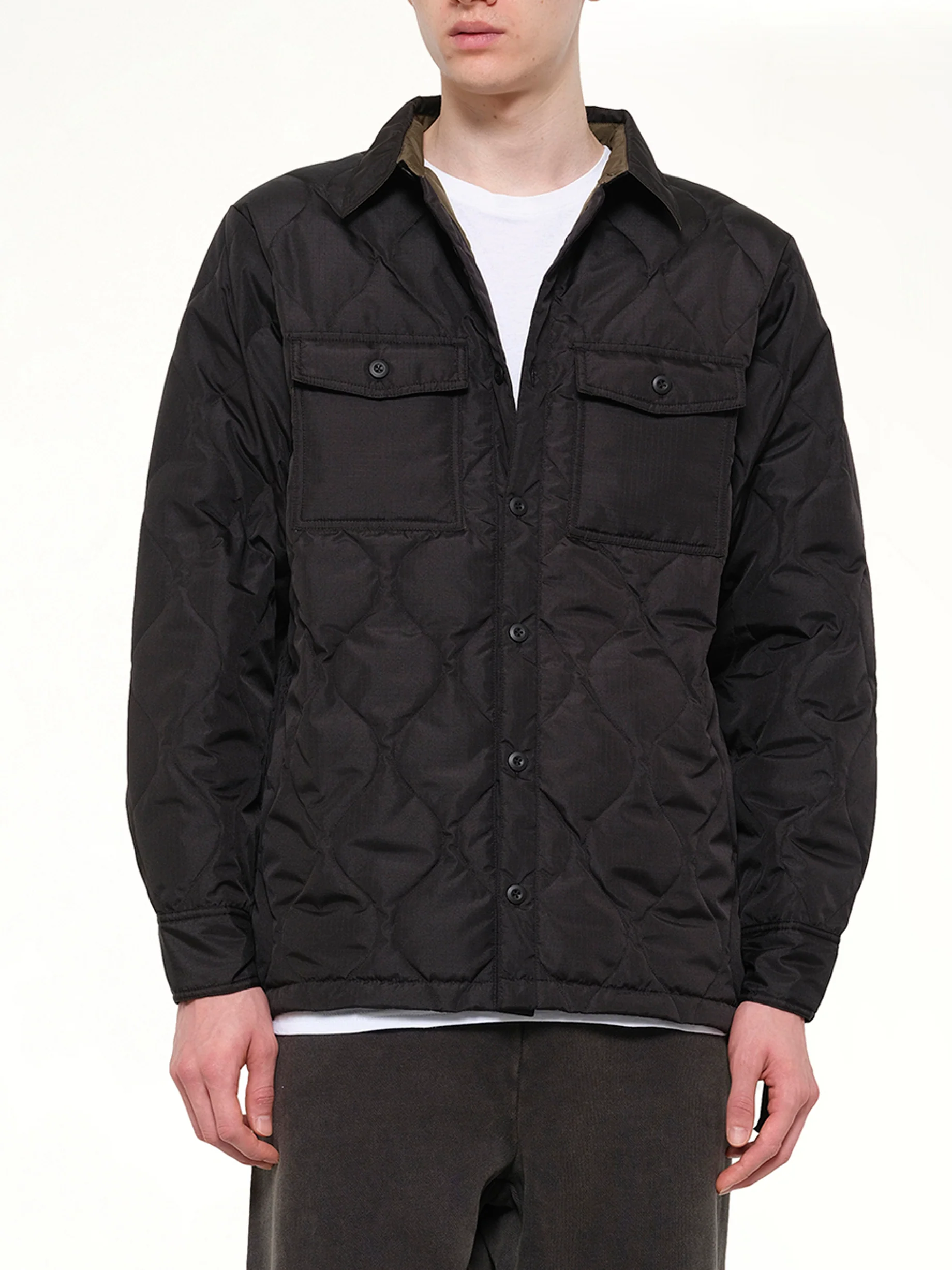 Military Down Shirt in Black - Image 6