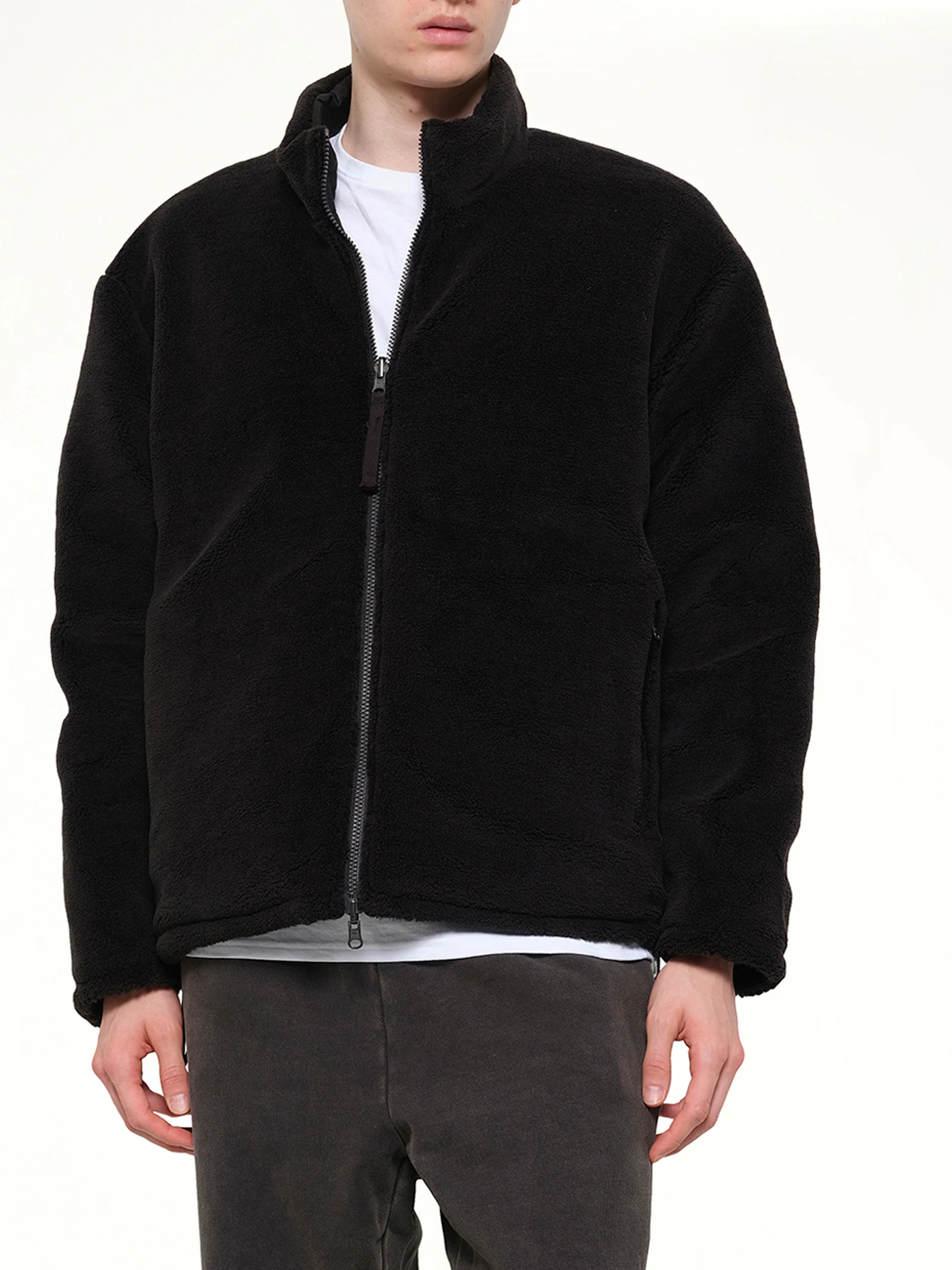 Military Reversible Down Boa Jacket in Black - Image 13