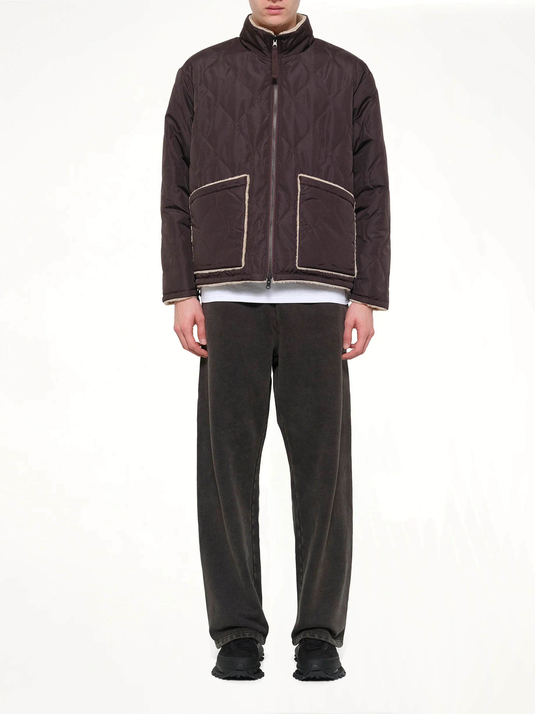 Military Reversible Down Boa Jacket in Dark Chocolate - Image 7