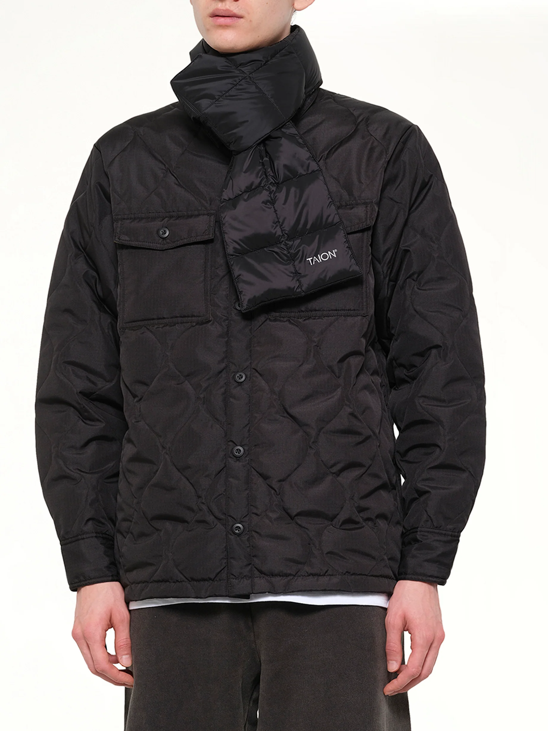 Military Reversible Down Scarf in Black - Image 3