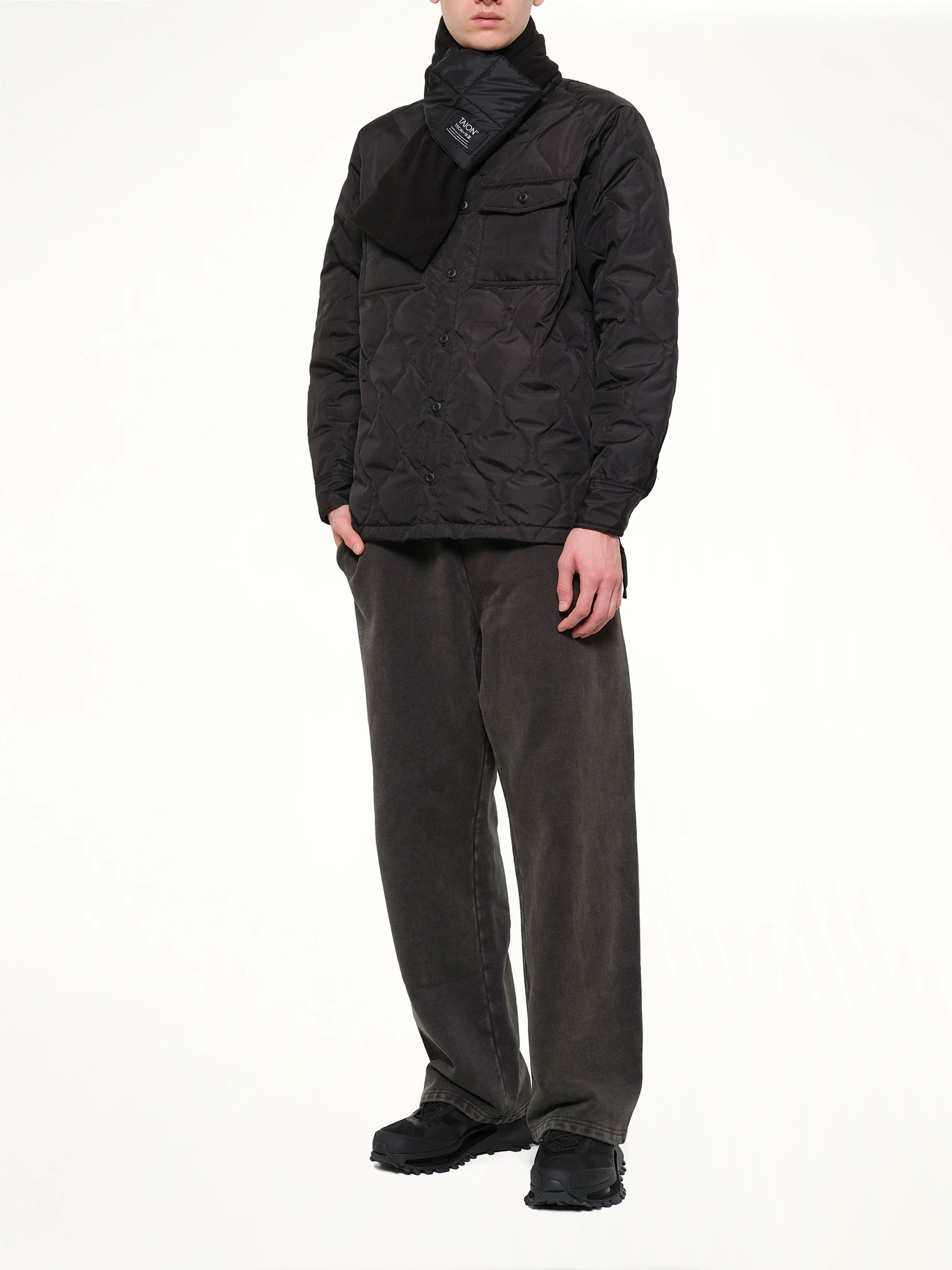 Military Reversible Down Scarf in Black - Image 4