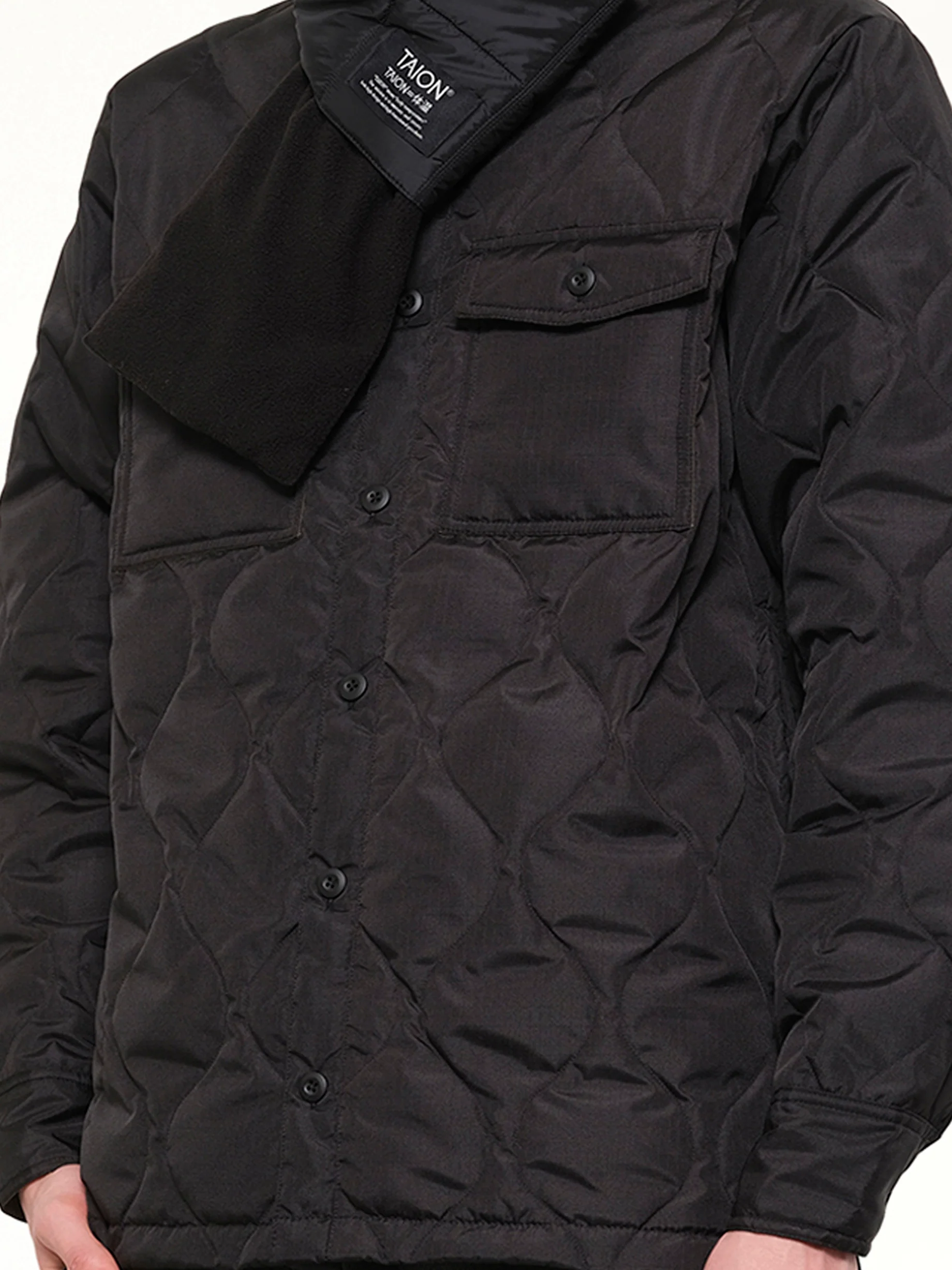 Military Reversible Down Scarf in Black - Image 5