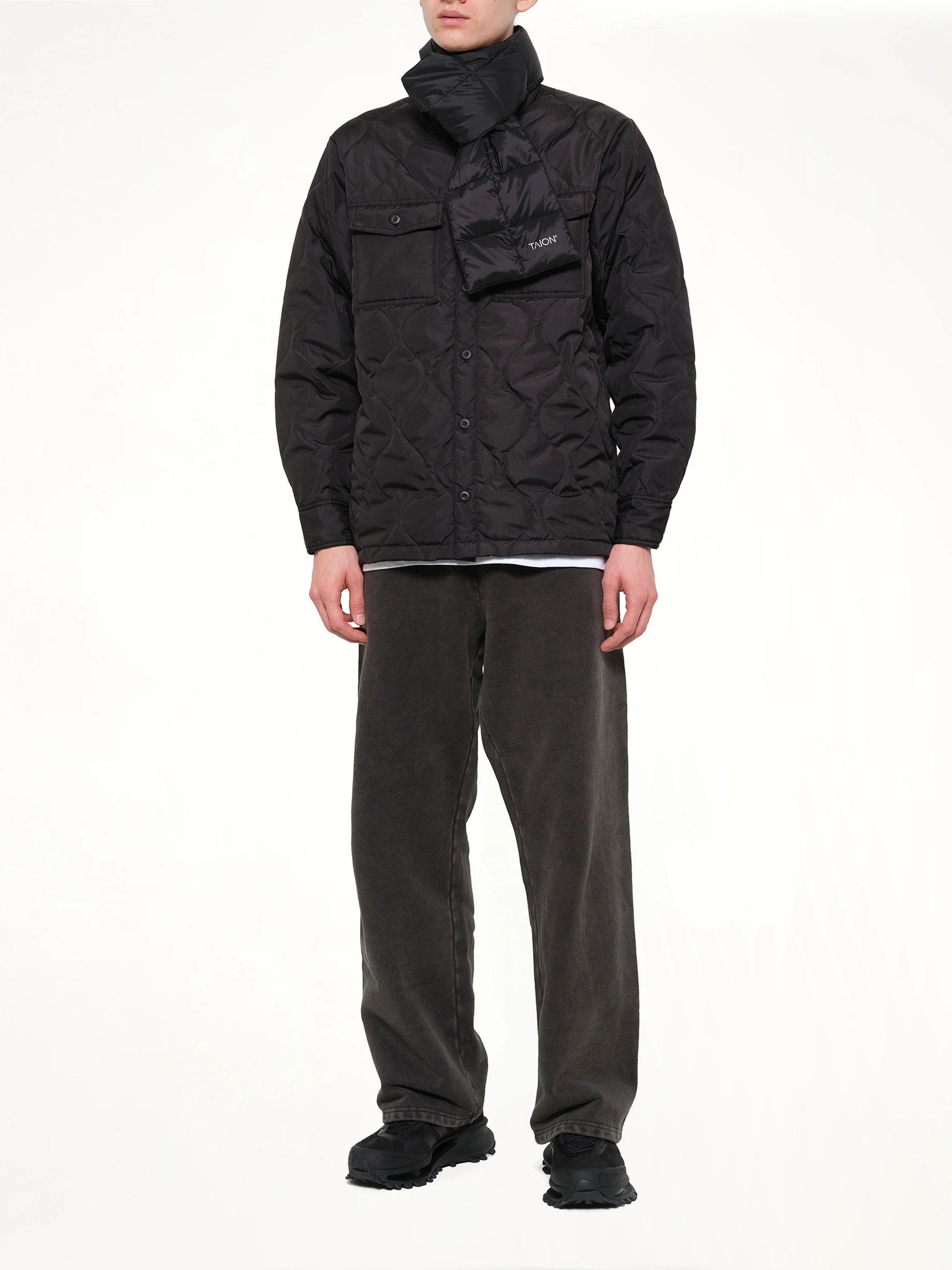 Military Reversible Down Scarf in Black - Image 7