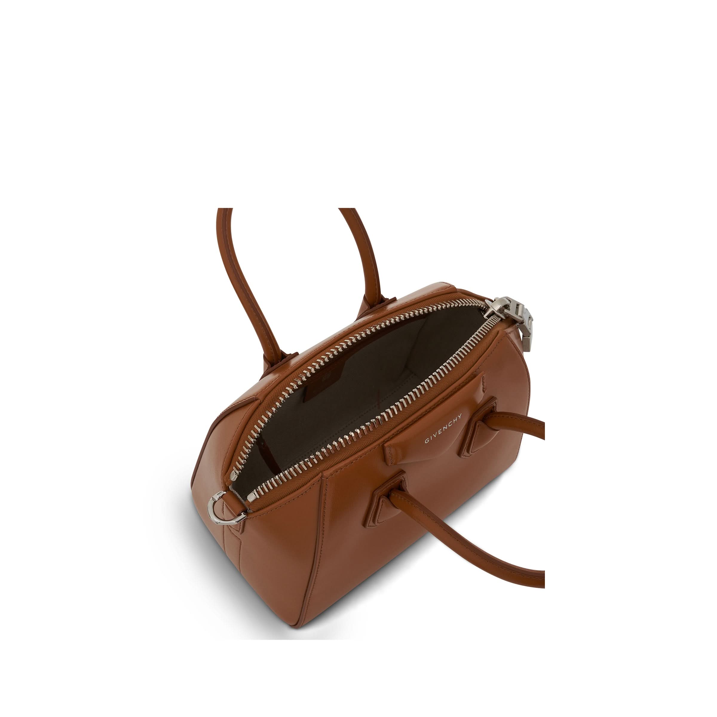 Mini Antigona Bag in Box Leather in Tan - Image 5