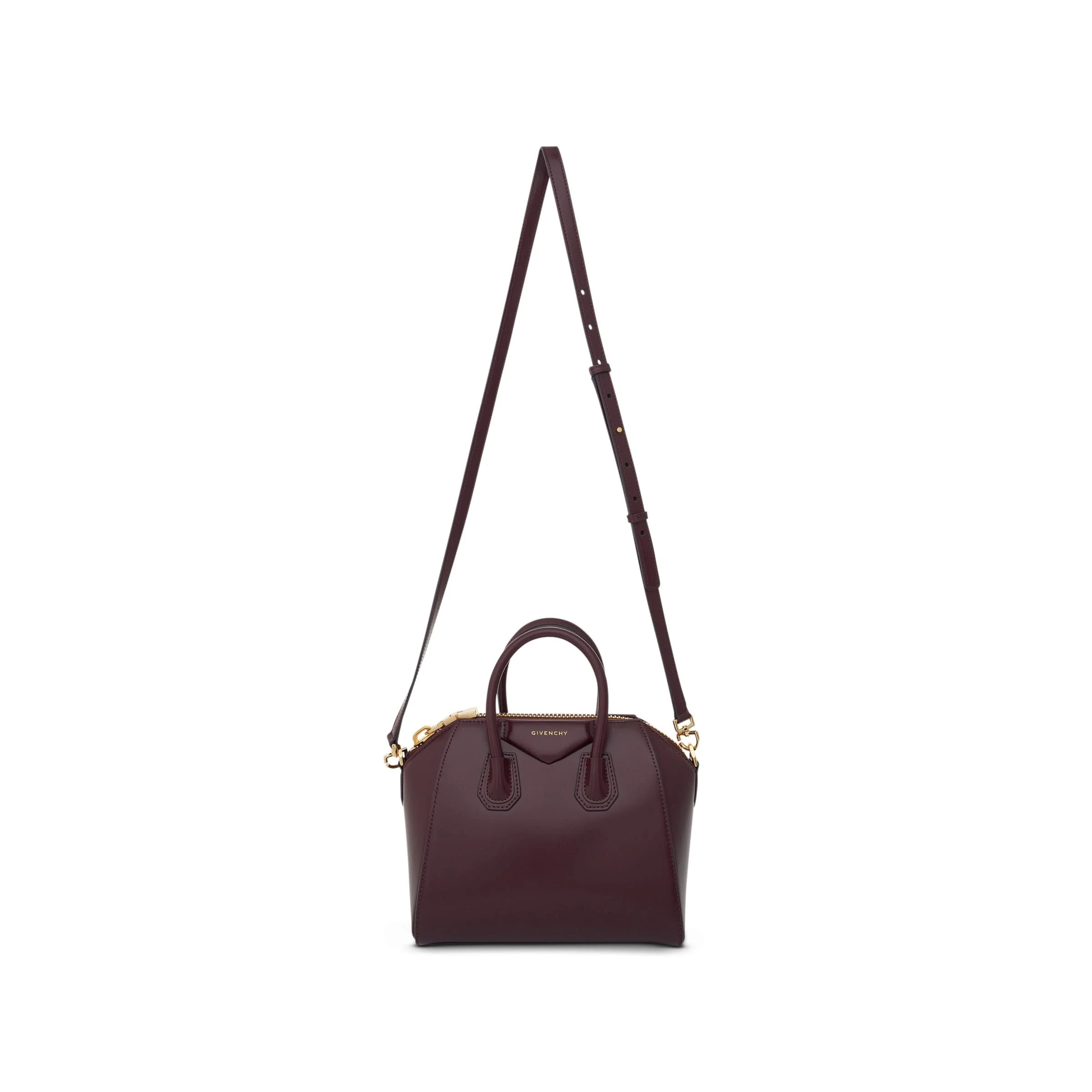 Mini Antigona Bag in Box Leather with GHW in Oxblood Red - Image 2