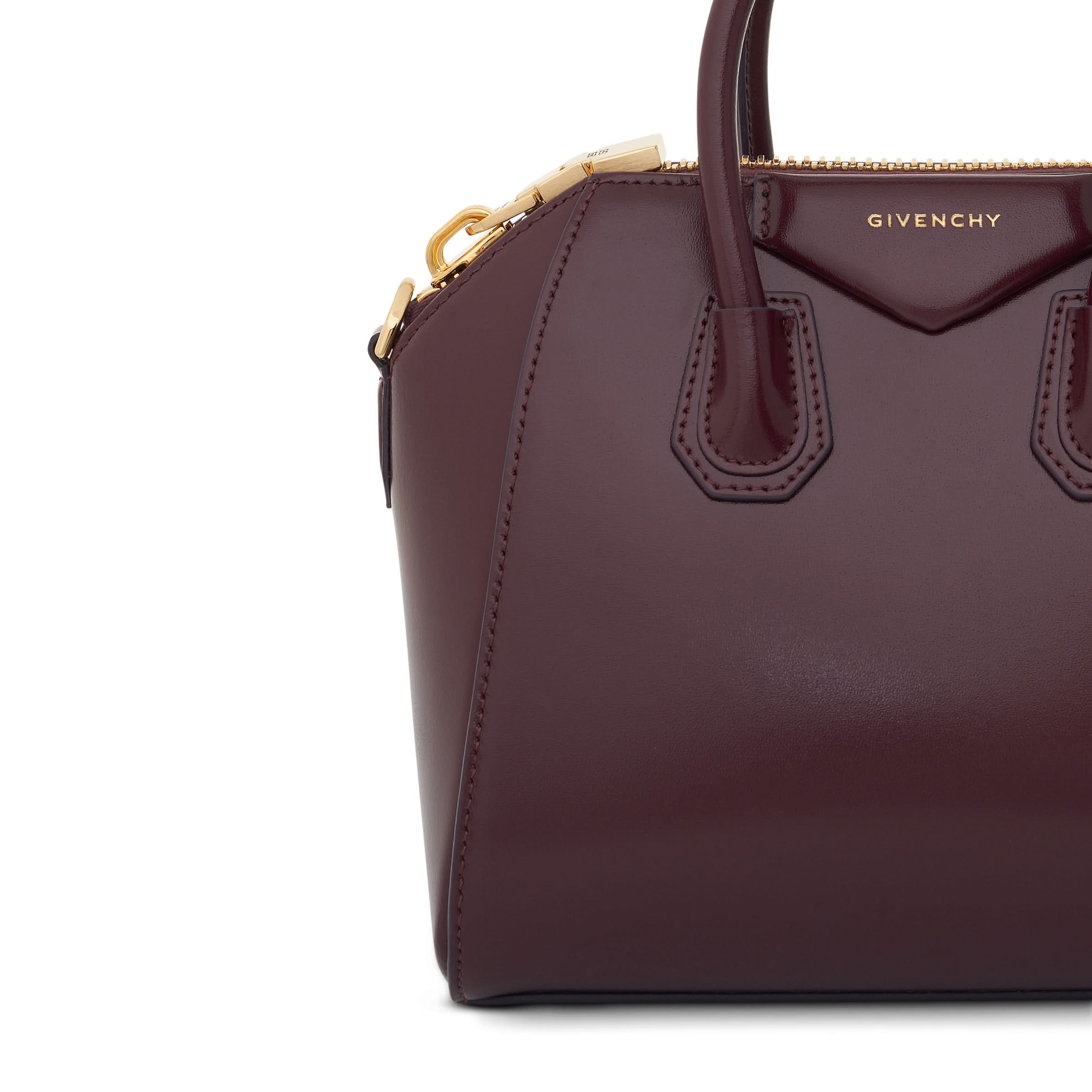 Mini Antigona Bag in Box Leather with GHW in Oxblood Red - Image 6
