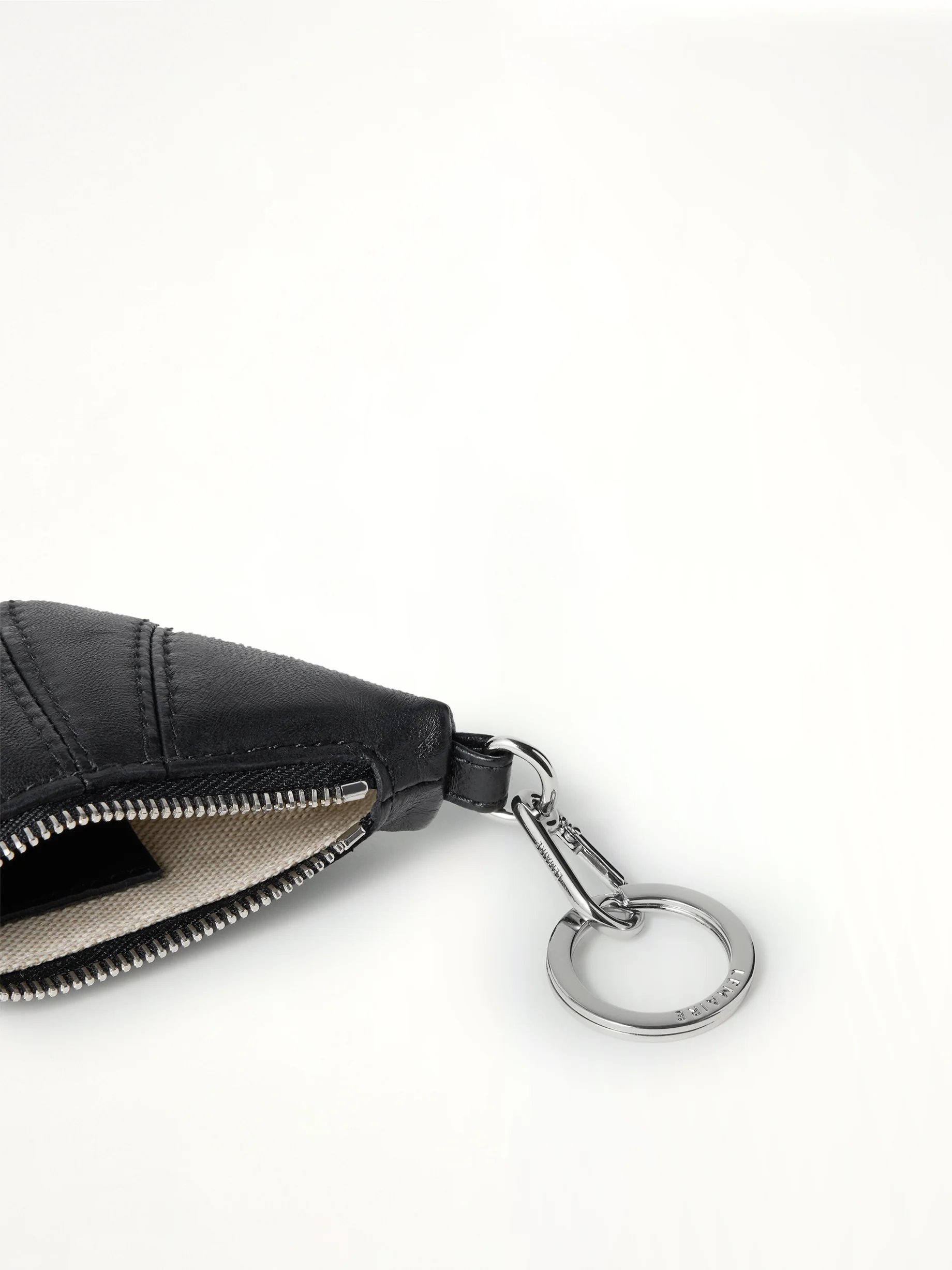 Mini Croissant Soft Nappa Keyring in Black - Image 2