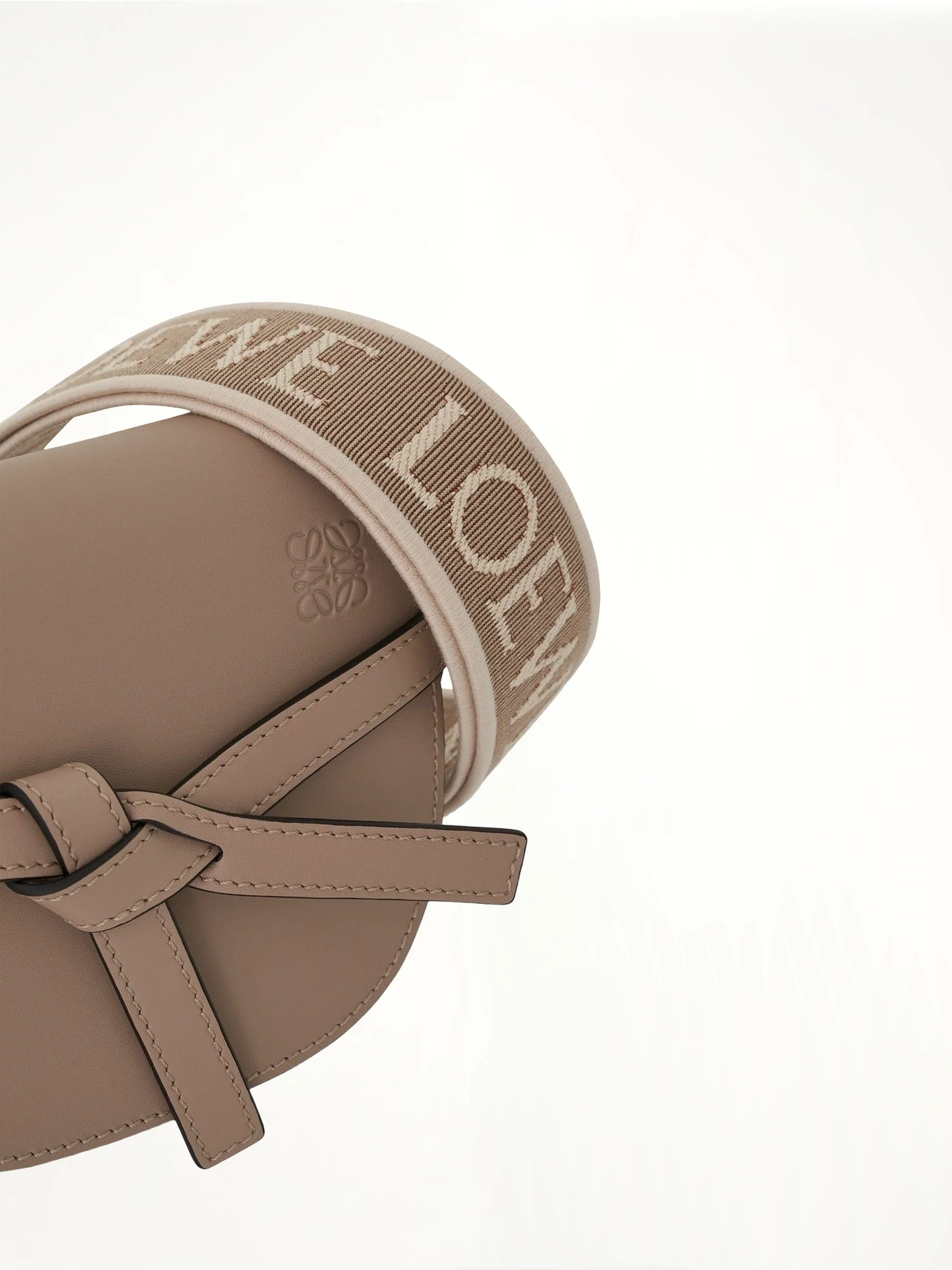 Mini Gate Dual Bag in Soft Calfskin and Jacquard Strap in Sand - Image 6