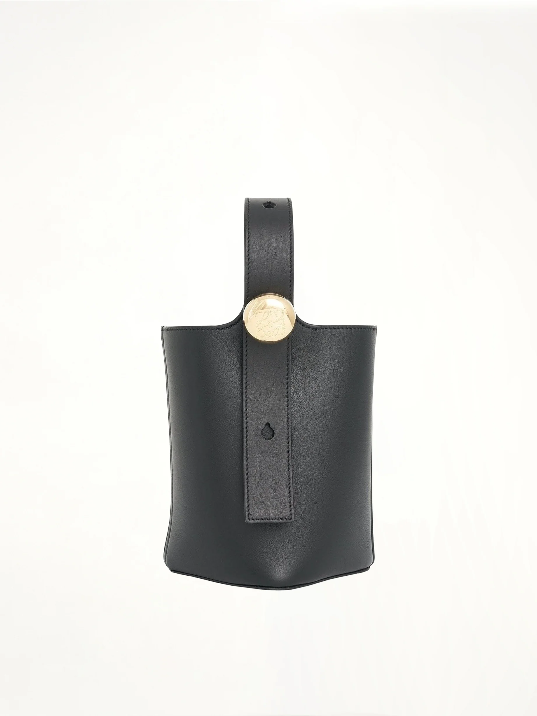 Mini Pebble Bucket Bag in Black - Image 2