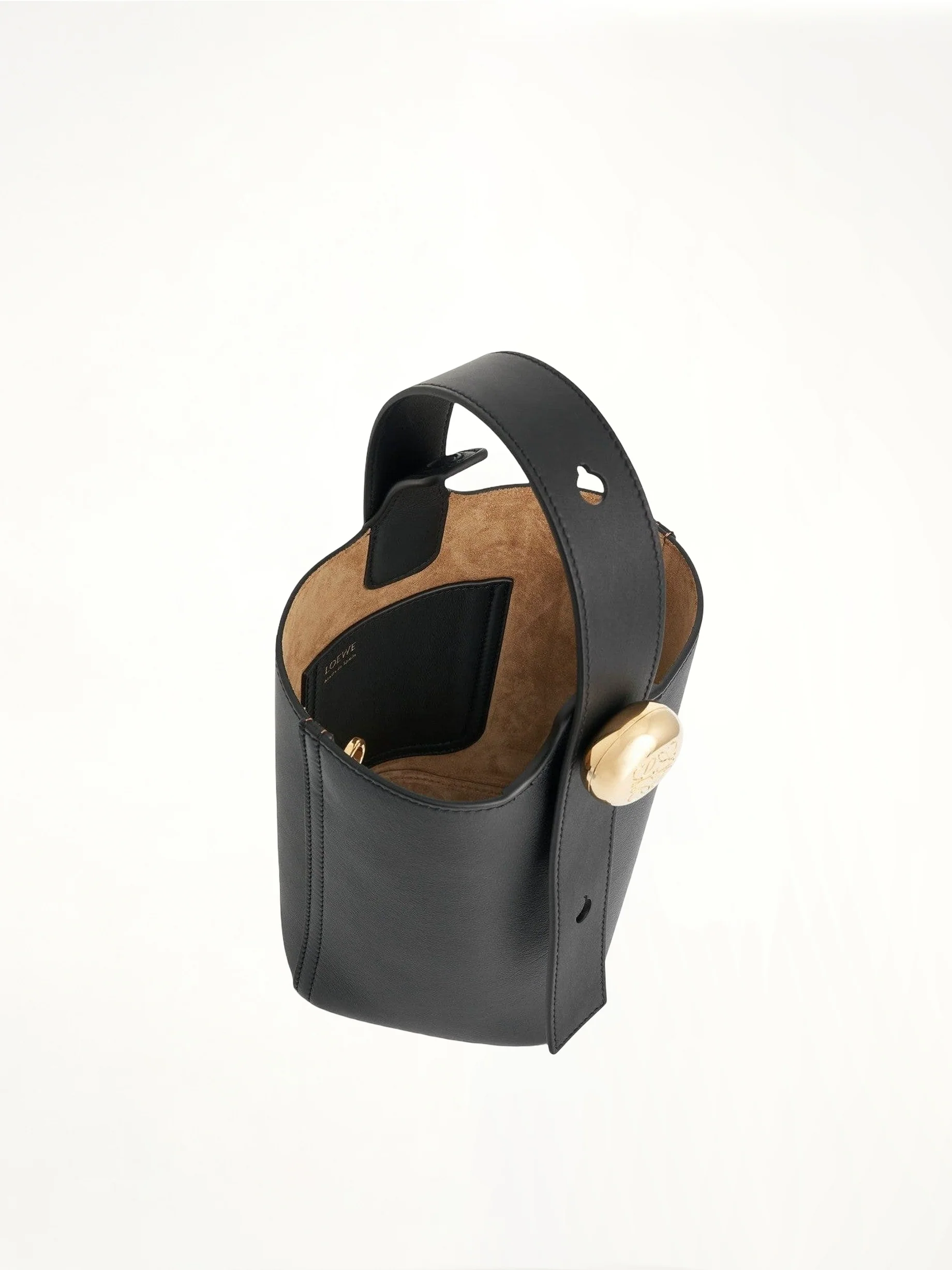 Mini Pebble Bucket Bag in Black - Image 4