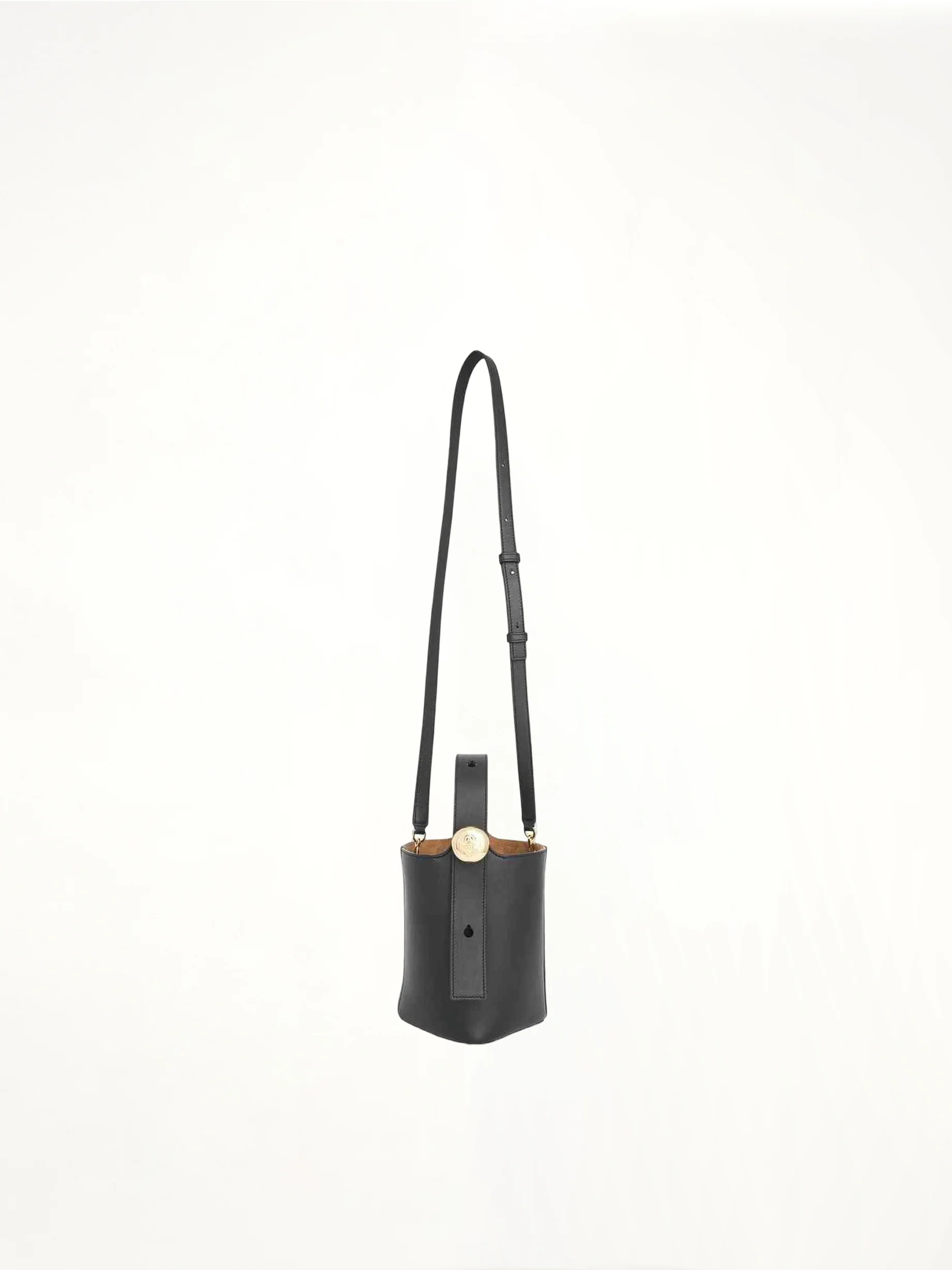 Mini Pebble Bucket Bag in Black - Image 5