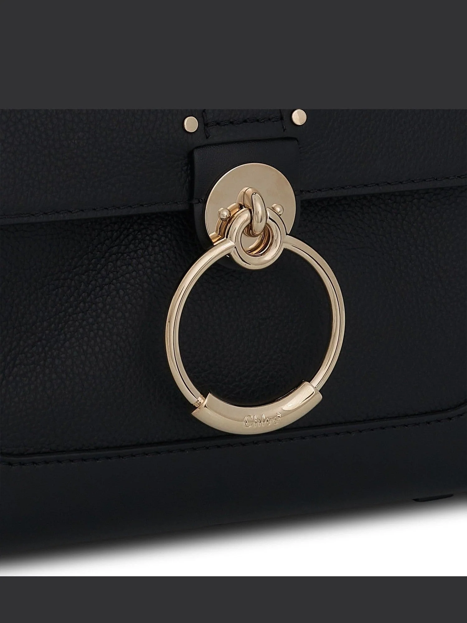 Mini Tess Day Bag in Grained & Shiny Calfskin in Black - Image 4