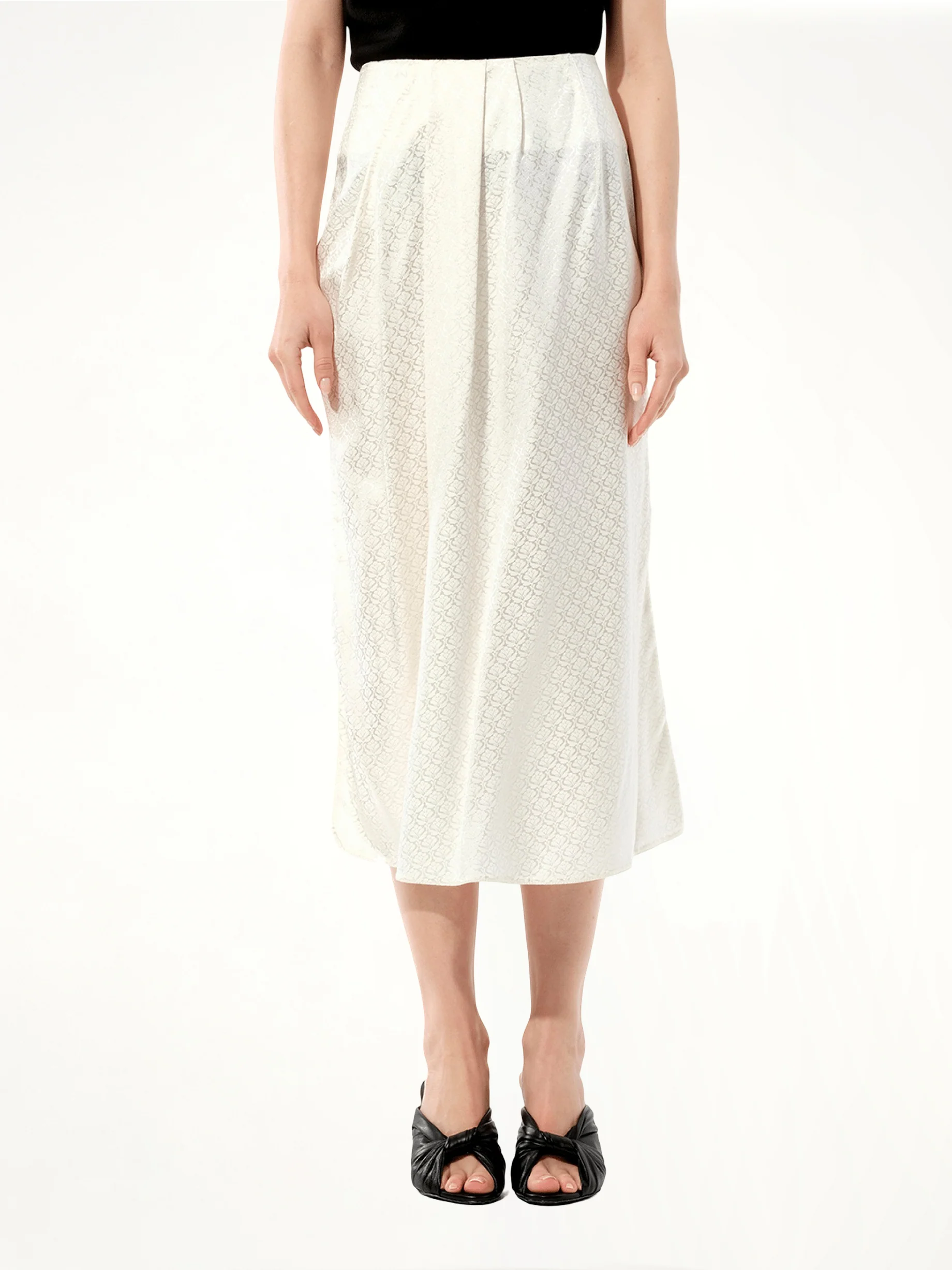 Mix Satin Skirt in White