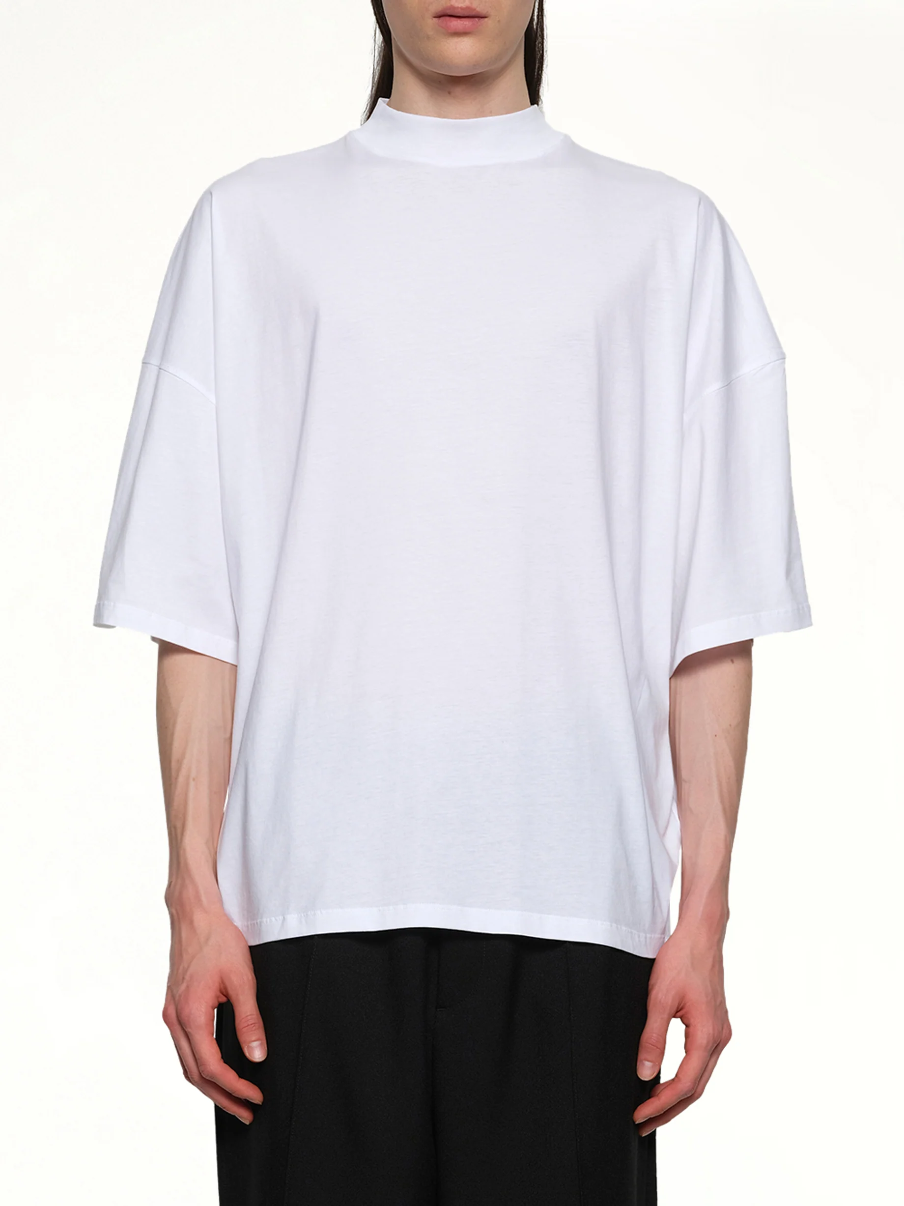 Mock Neck T-Shirt in White