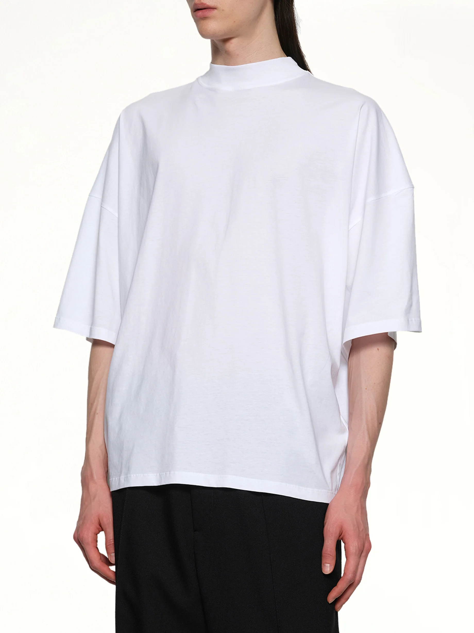 Mock Neck T-Shirt in White - Image 6