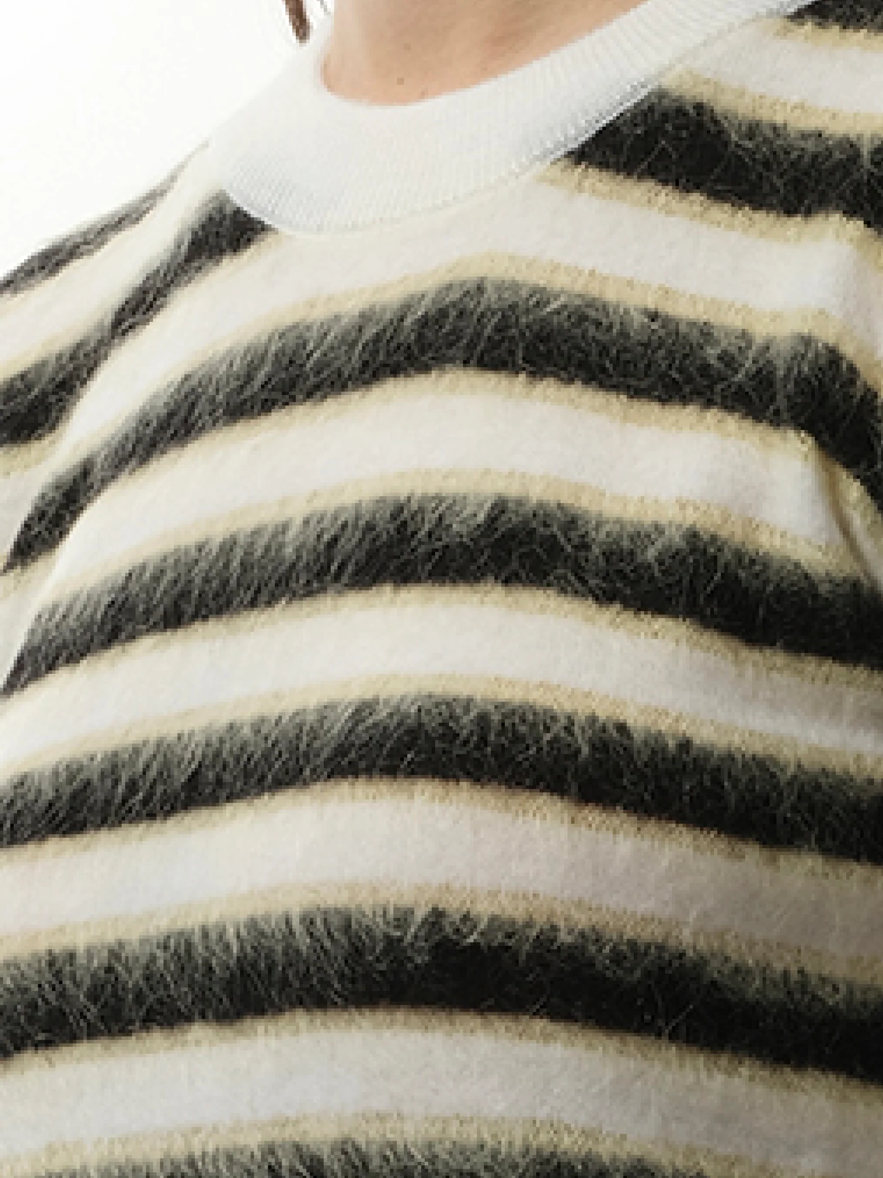 Mohair Stripe Sweater in Light Alabaster - Image 3