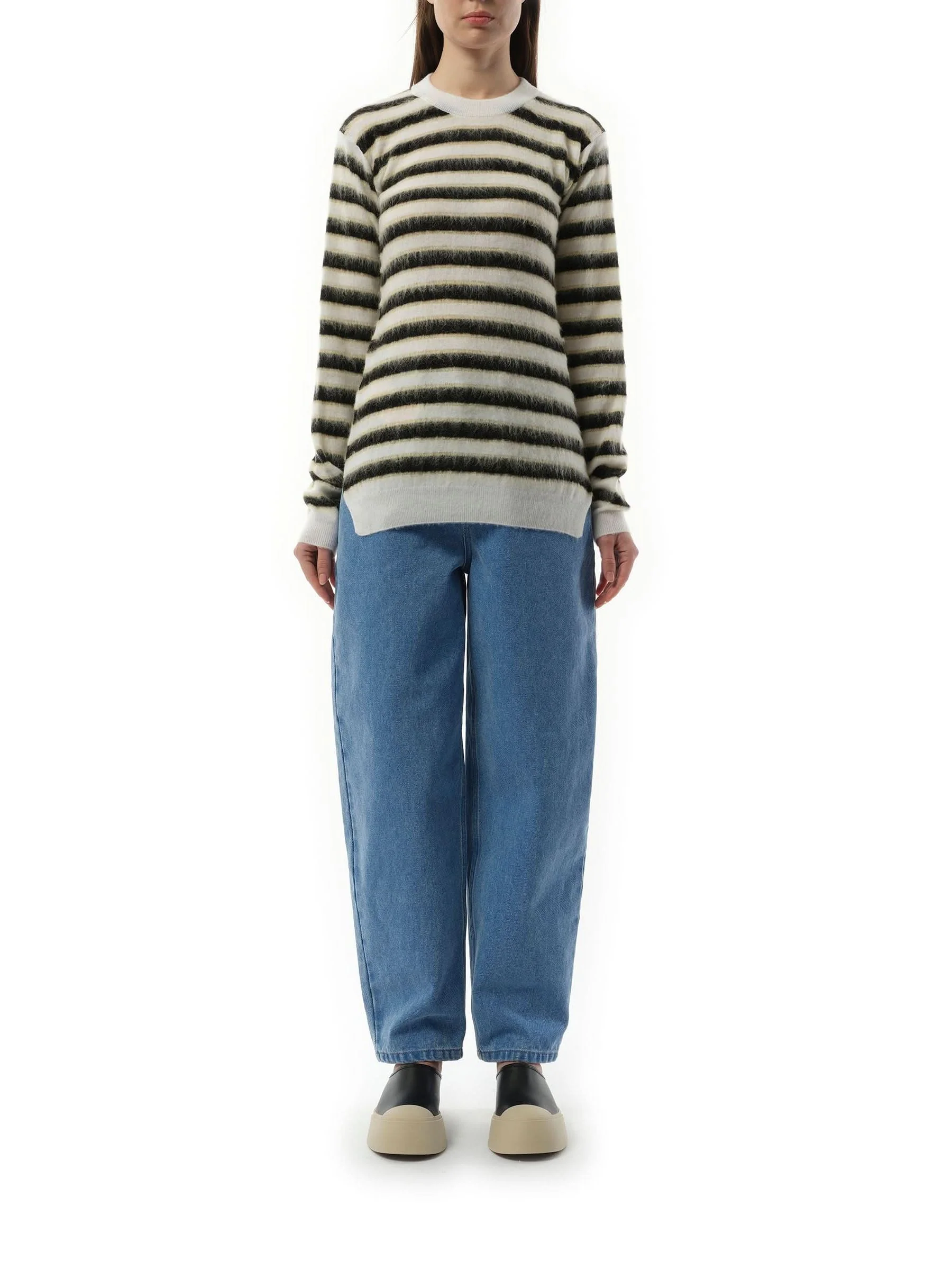 Mohair Stripe Sweater in Light Alabaster - Image 4