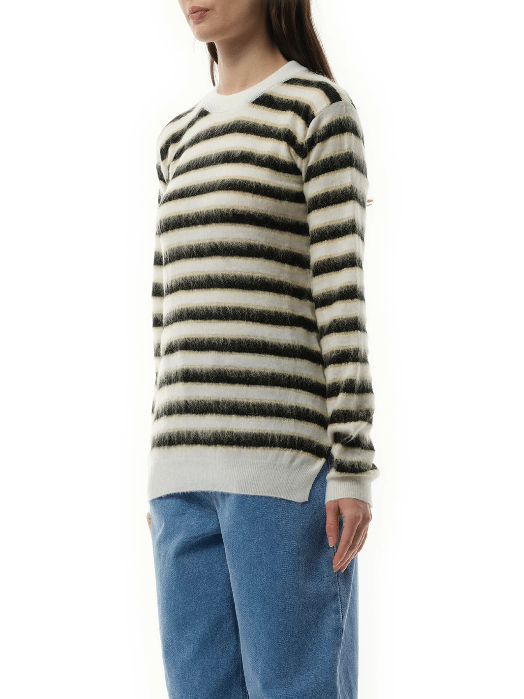 Mohair Stripe Sweater in Light Alabaster - Image 5