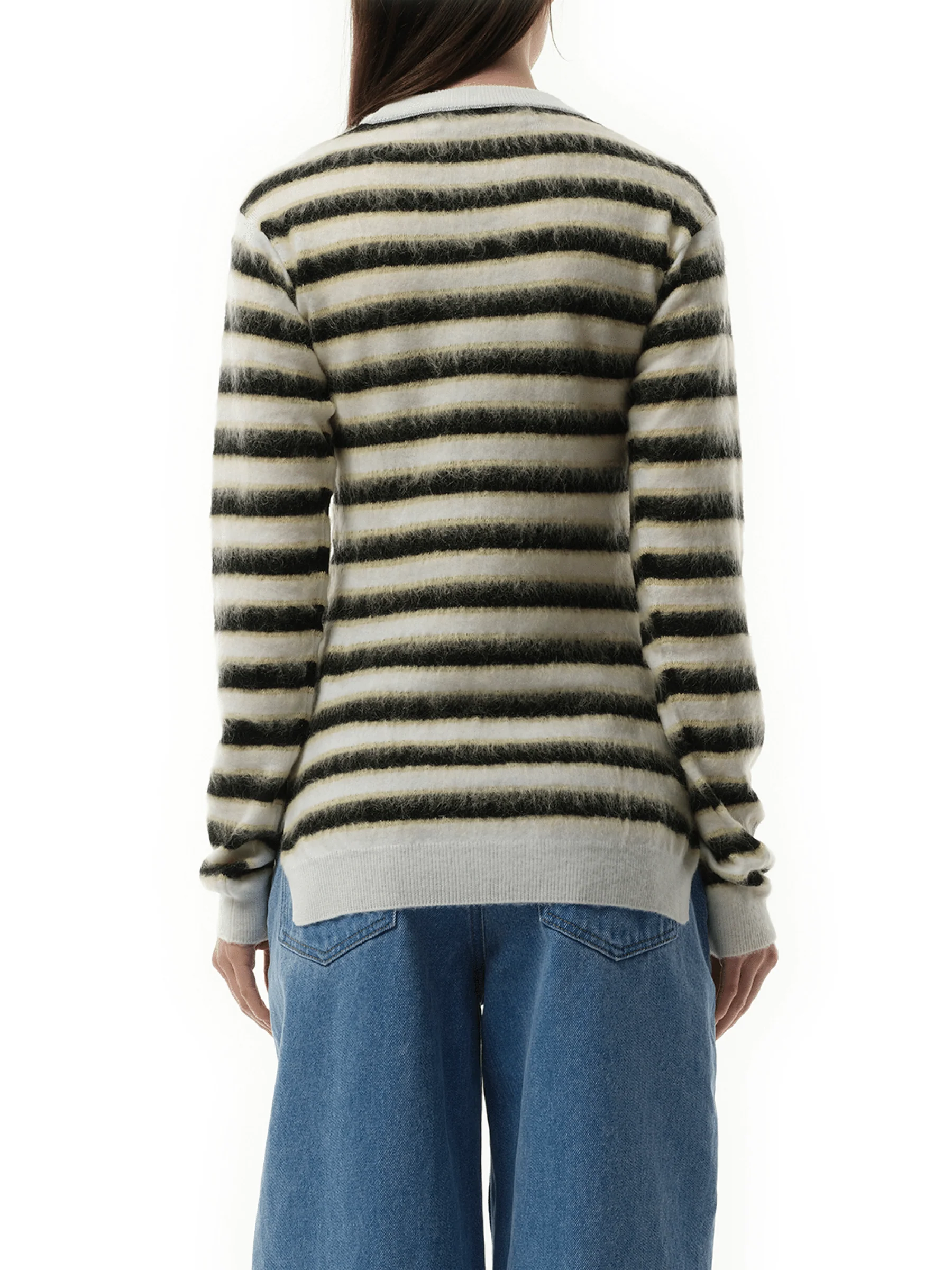 Mohair Stripe Sweater in Light Alabaster - Image 6