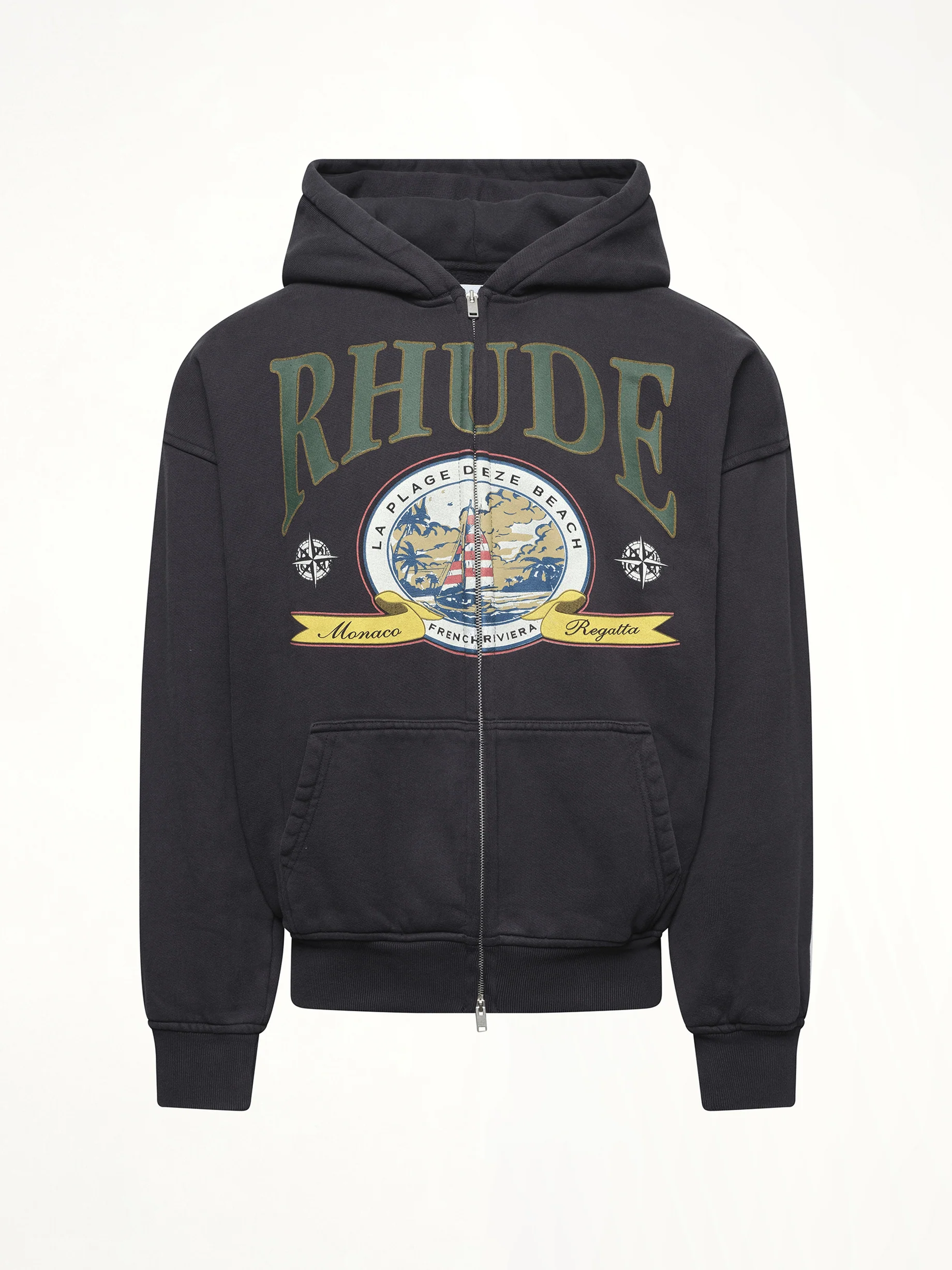 Monaco Regatta Full-Zip Hoodie in Vintage Black - Image 2