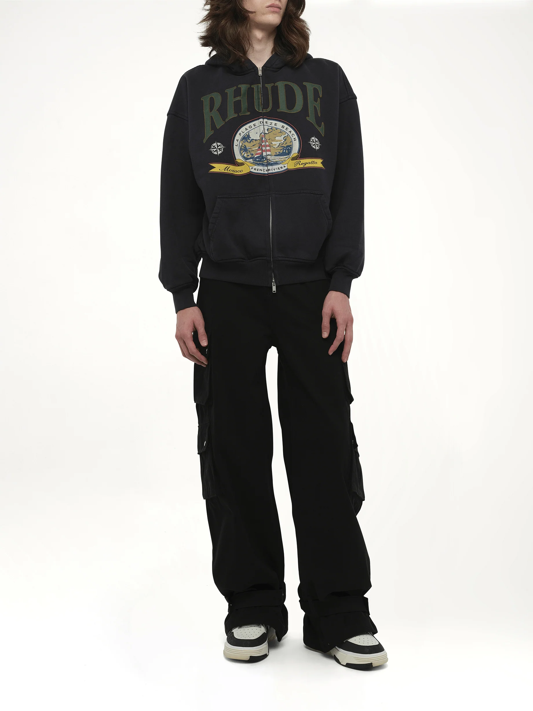 Monaco Regatta Full-Zip Hoodie in Vintage Black - Image 3