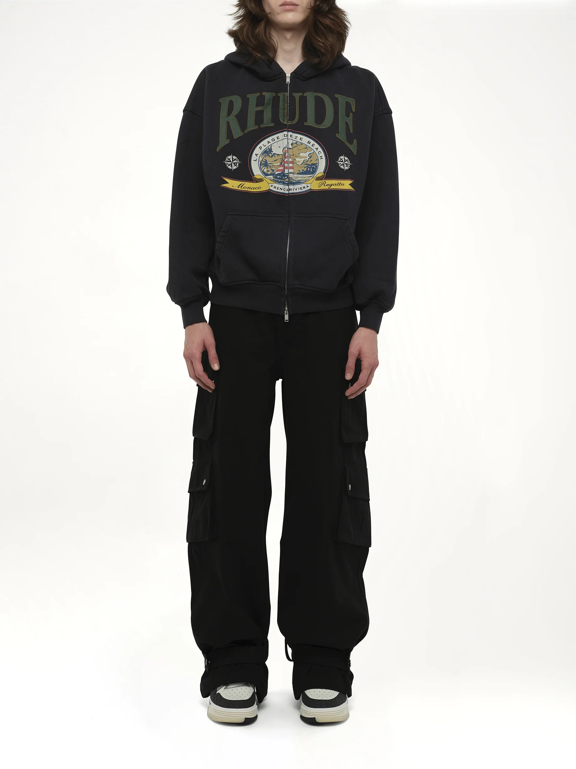 Monaco Regatta Full-Zip Hoodie in Vintage Black - Image 7