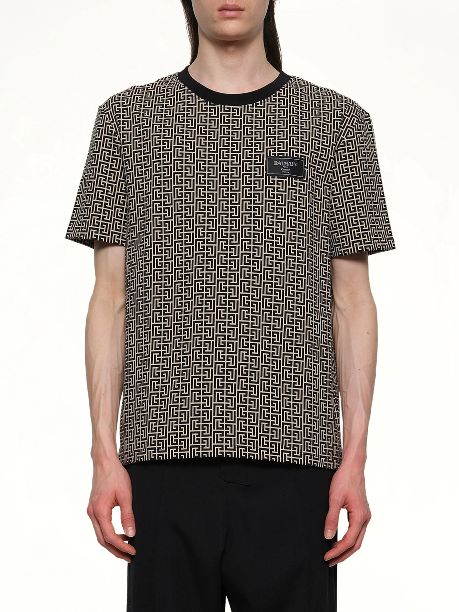 Monogram Couture Label Regular T-Shirt in Ivory/Black