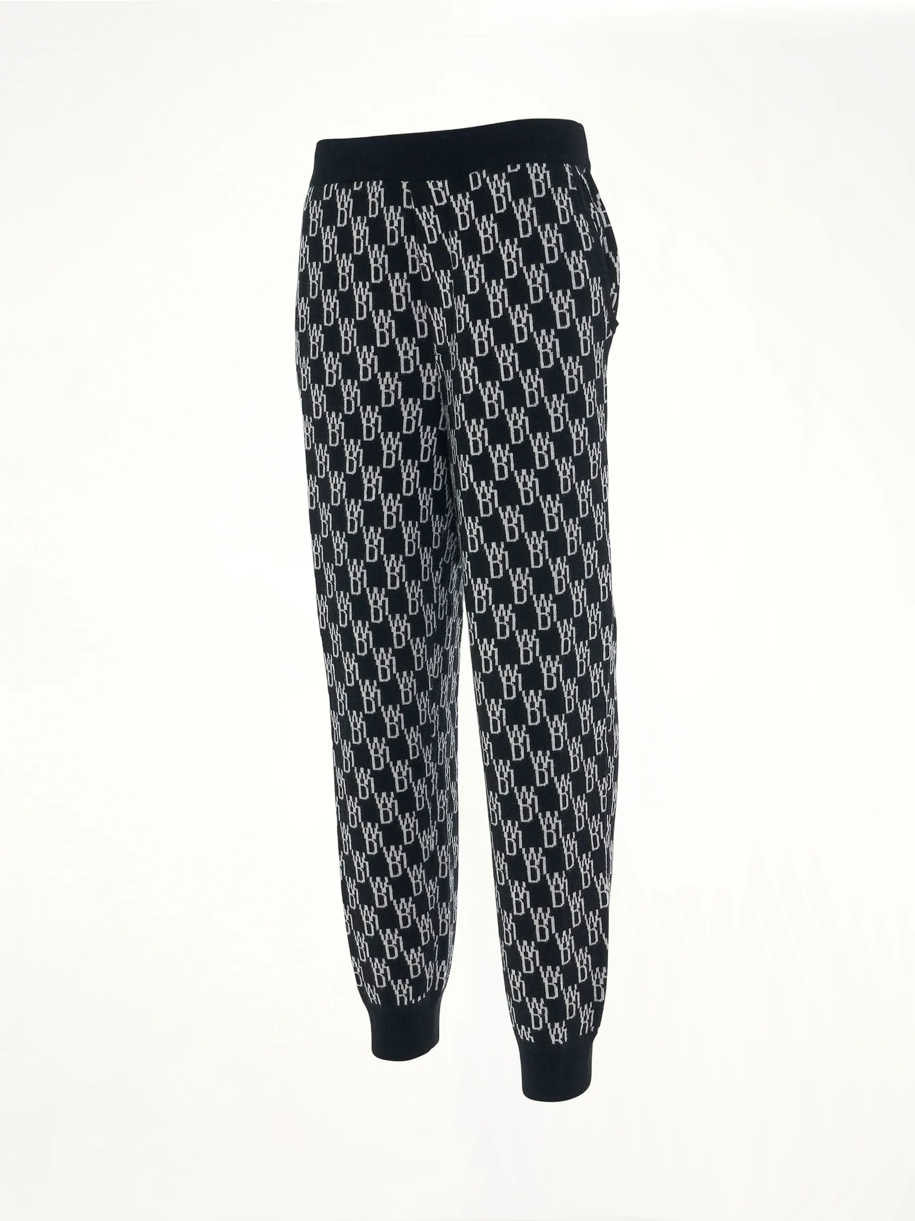 Monogram Knit Jacquard Trouser in Black - Image 2