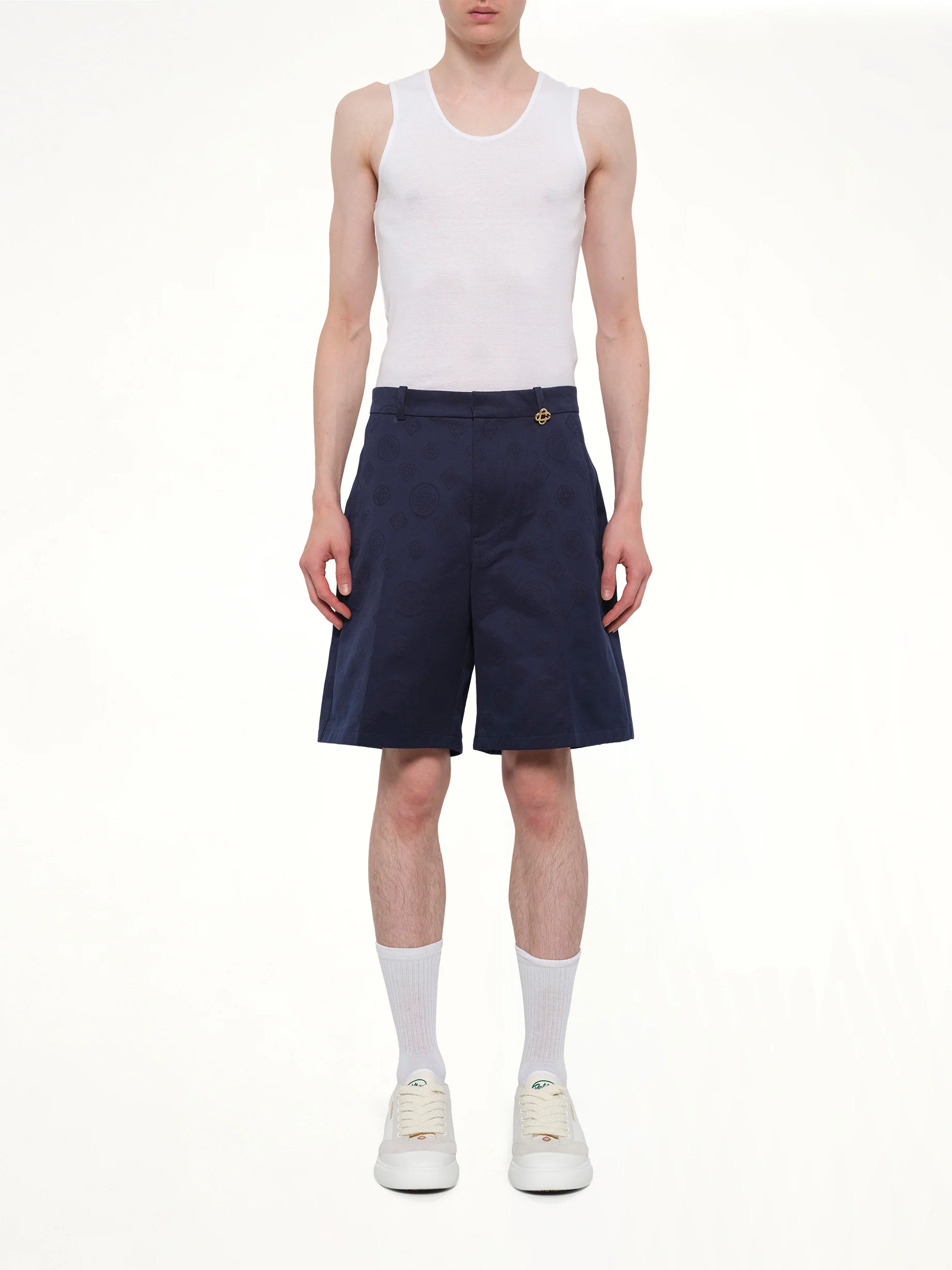 Monogram Shorts in Navy - Image 7