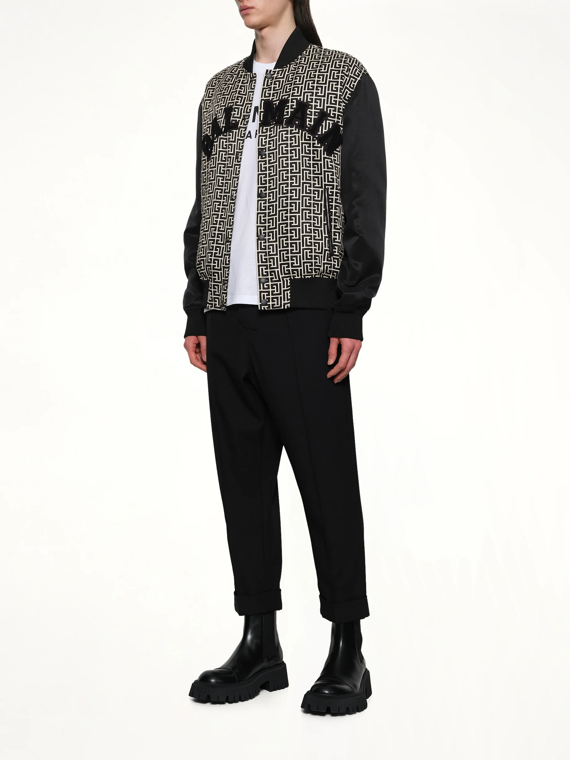 Monogram Varsity Jacket in Black/White - Image 4