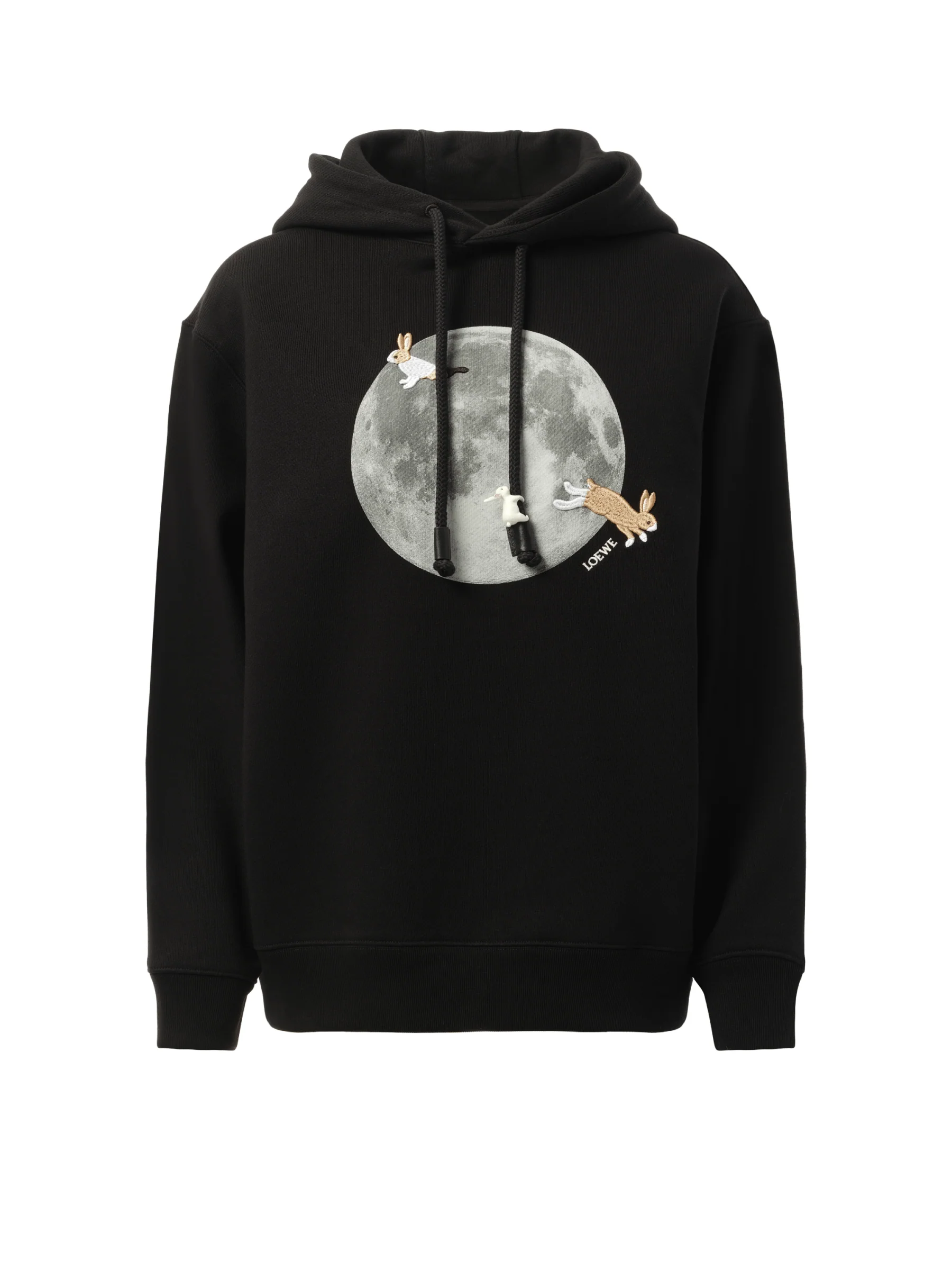 Moon Print Hoodie in Black - Image 2