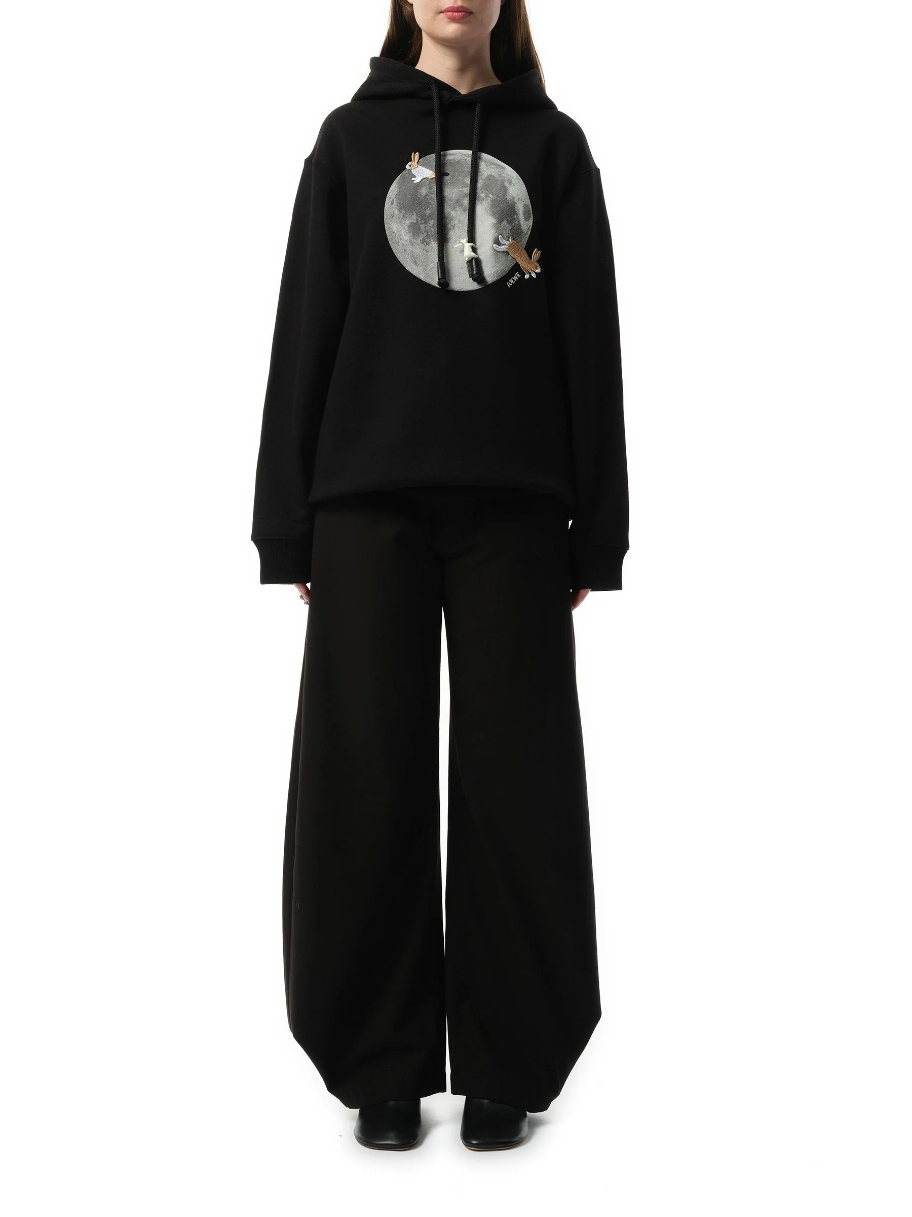 Moon Print Hoodie in Black - Image 4