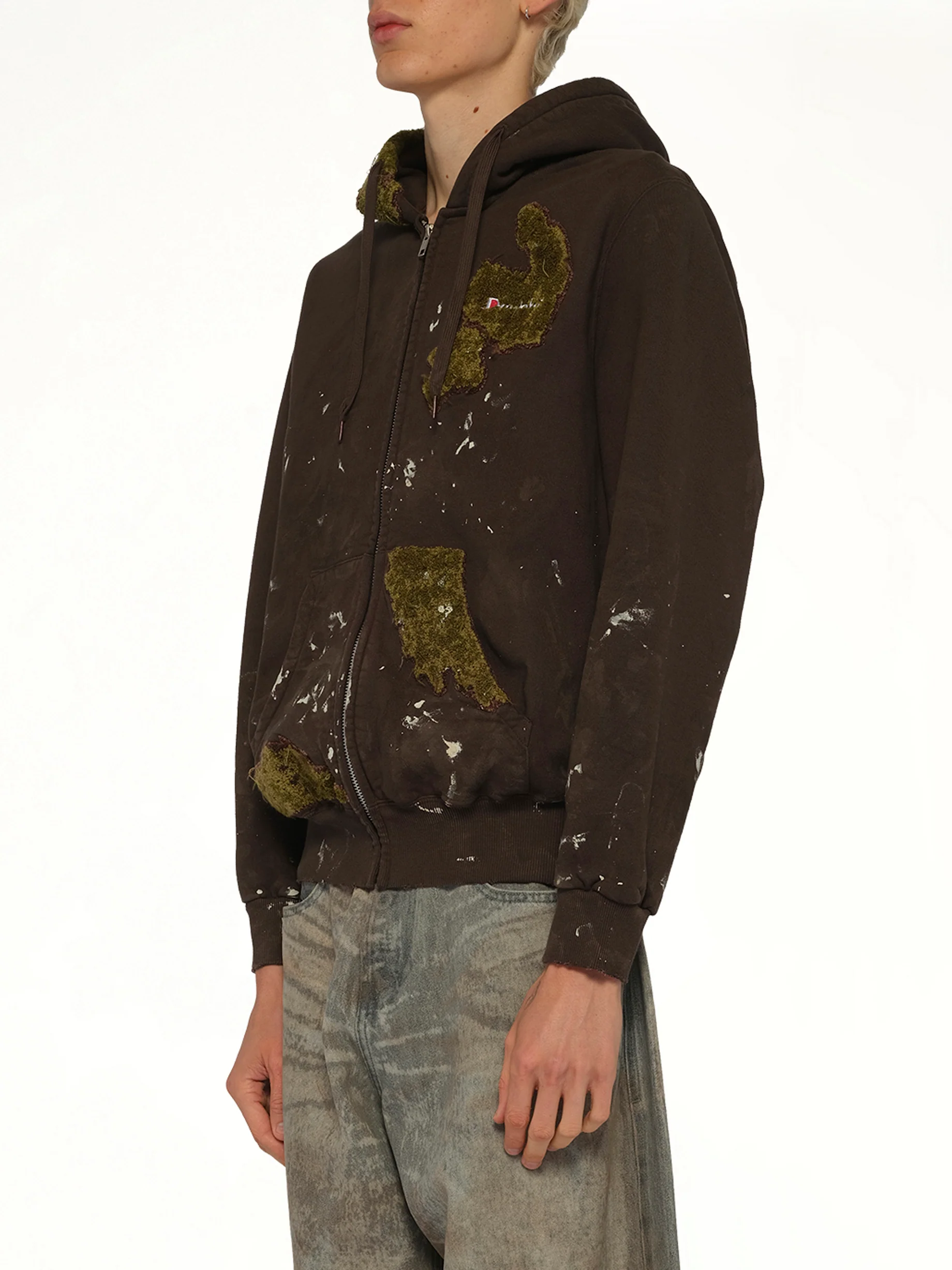 Moss-Grown Embroidery Hoodie in Brown - Image 3