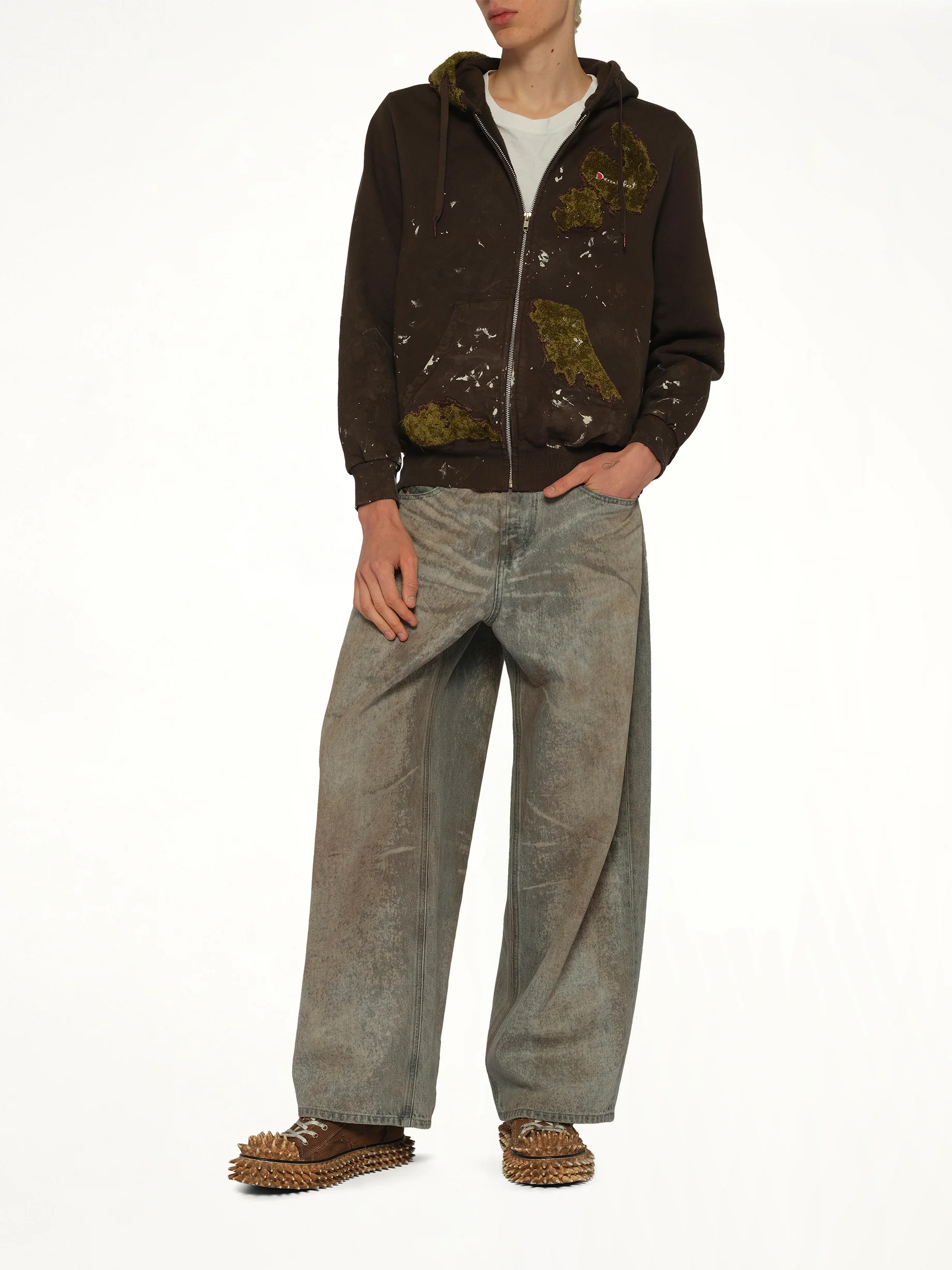 Moss-Grown Embroidery Hoodie in Brown - Image 4