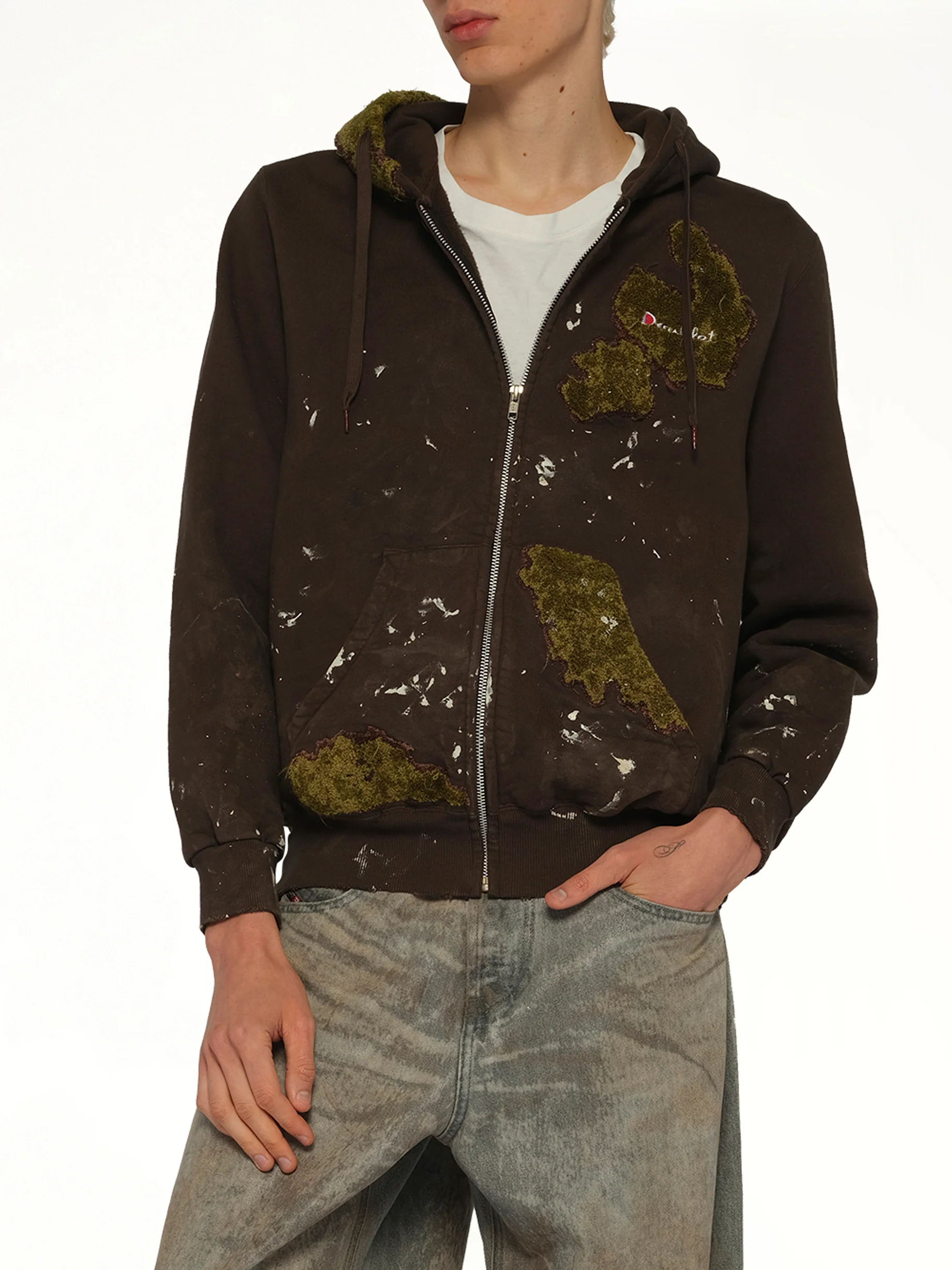 Moss-Grown Embroidery Hoodie in Brown - Image 6