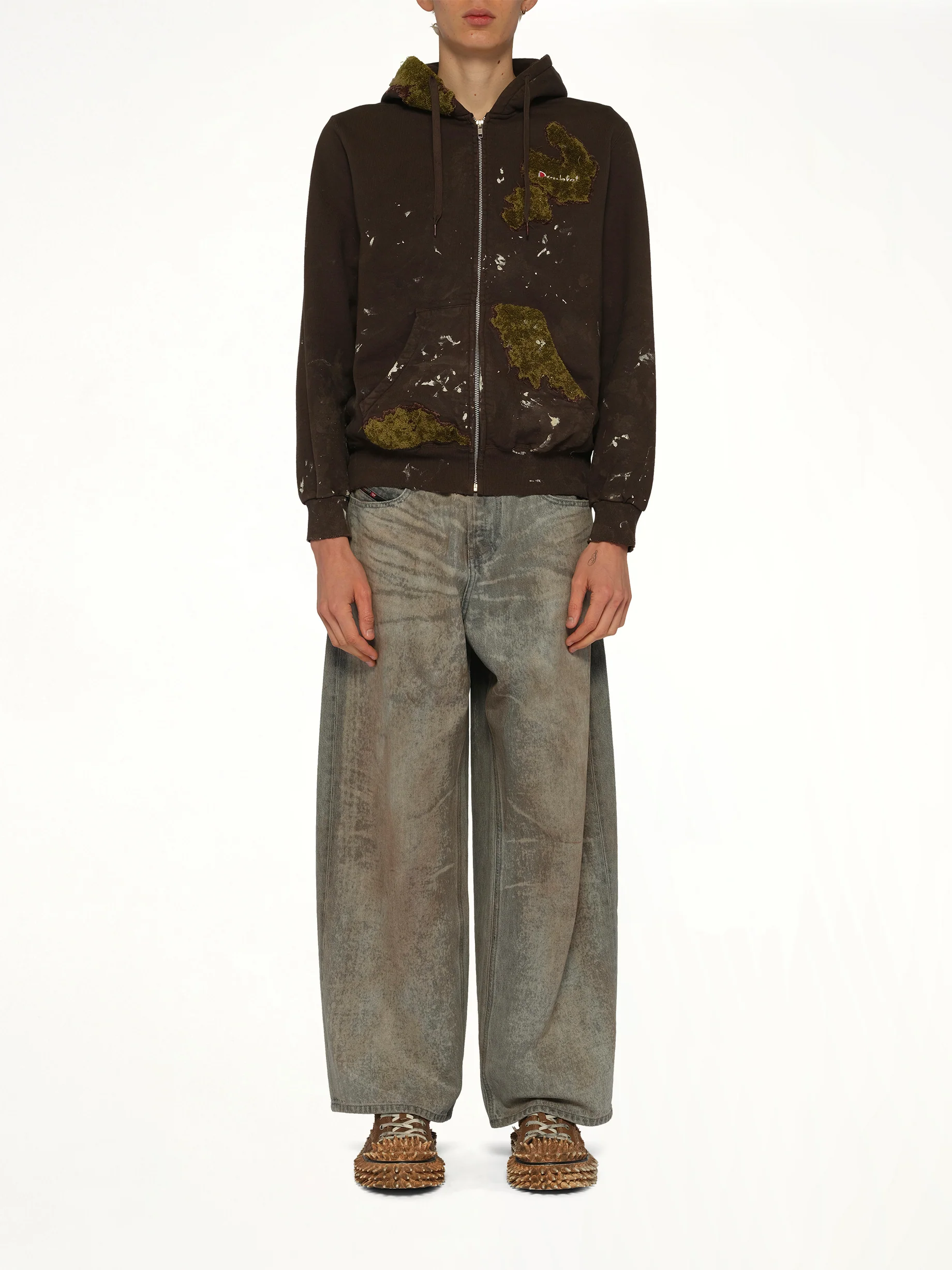 Moss-Grown Embroidery Hoodie in Brown - Image 7