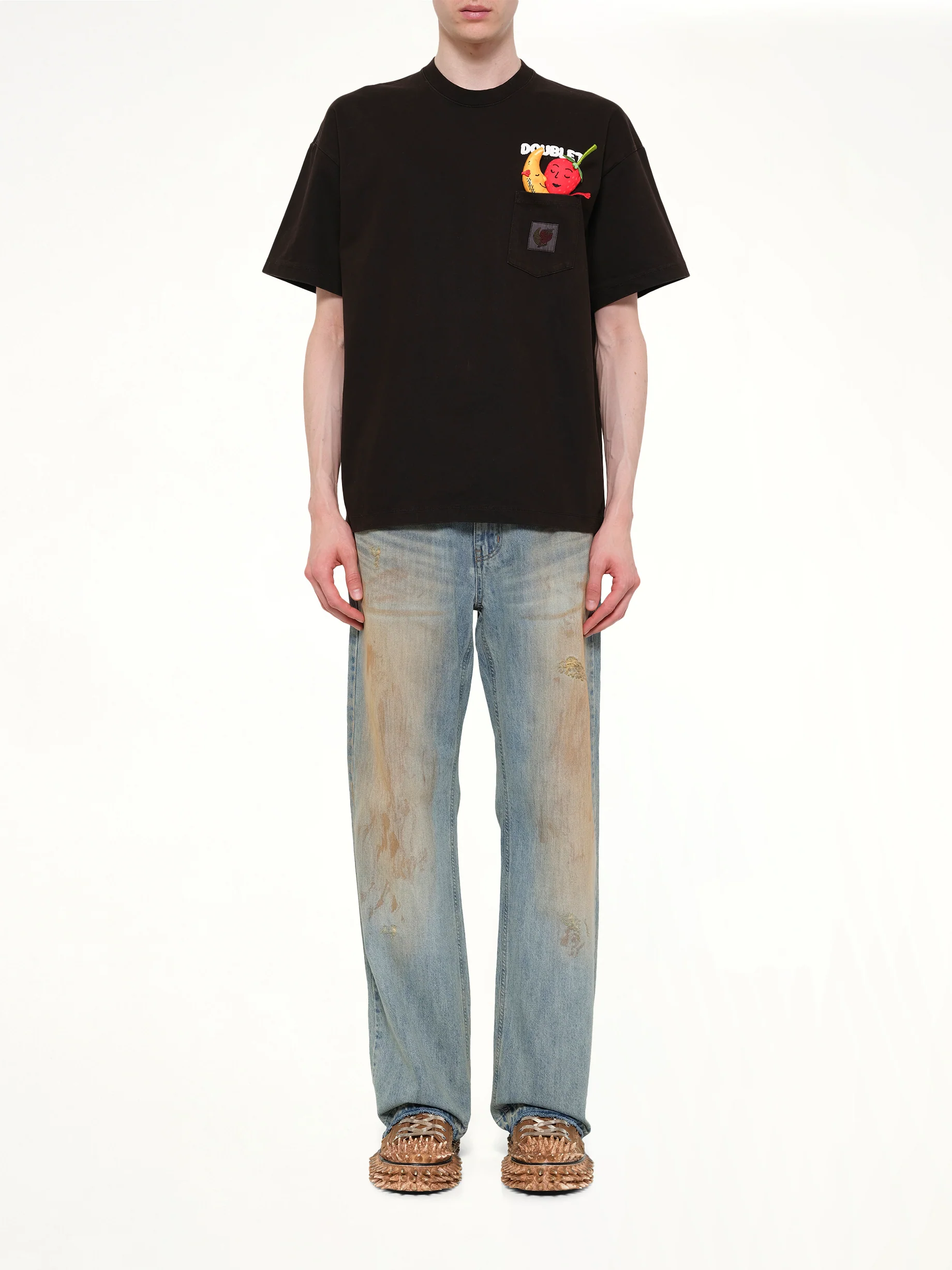 Mud-Dyed T-Shirt With SHFU in Mud - Image 7